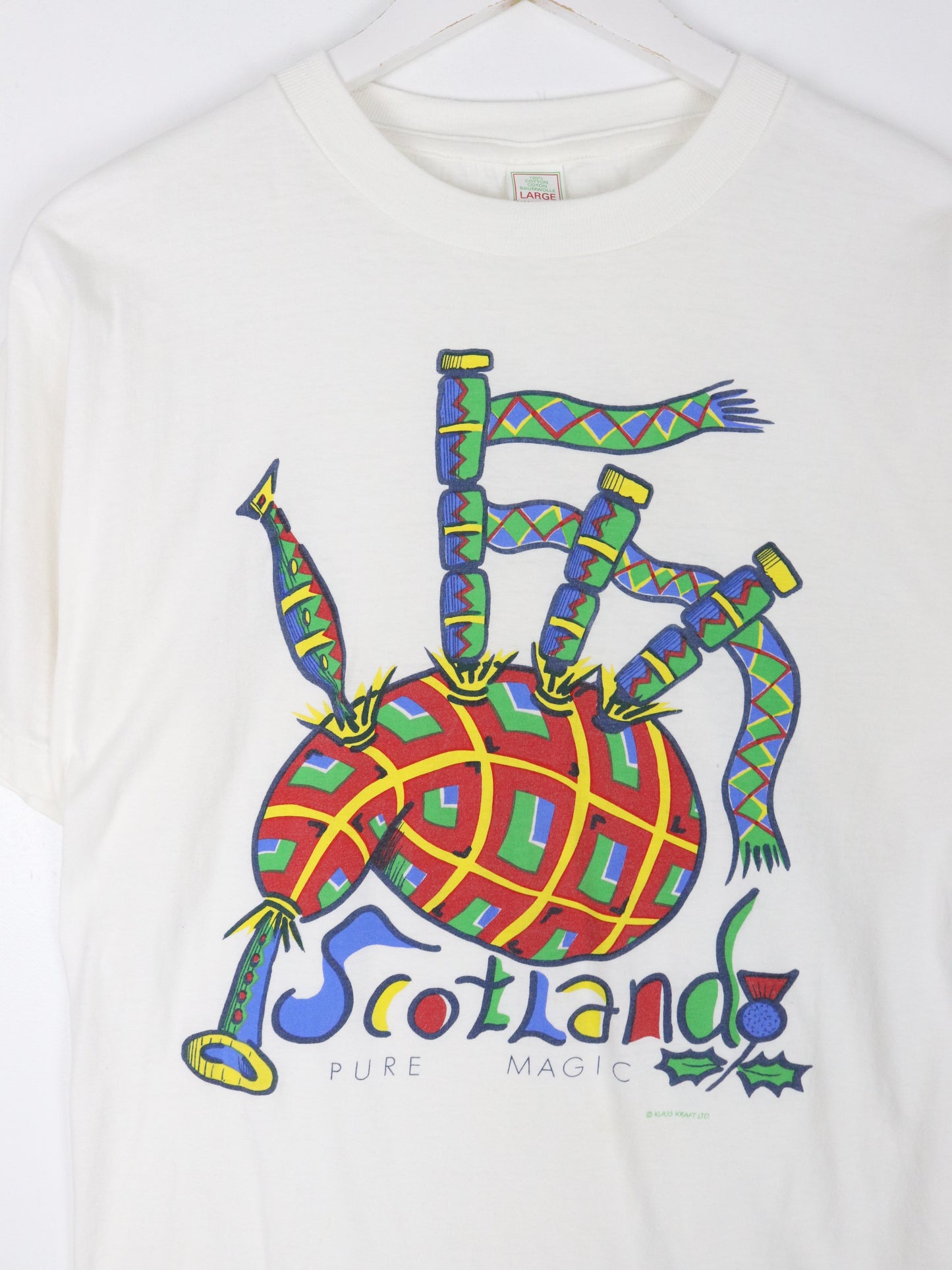 Vintage Scotland T Shirt Fits Mens Medium White 90s