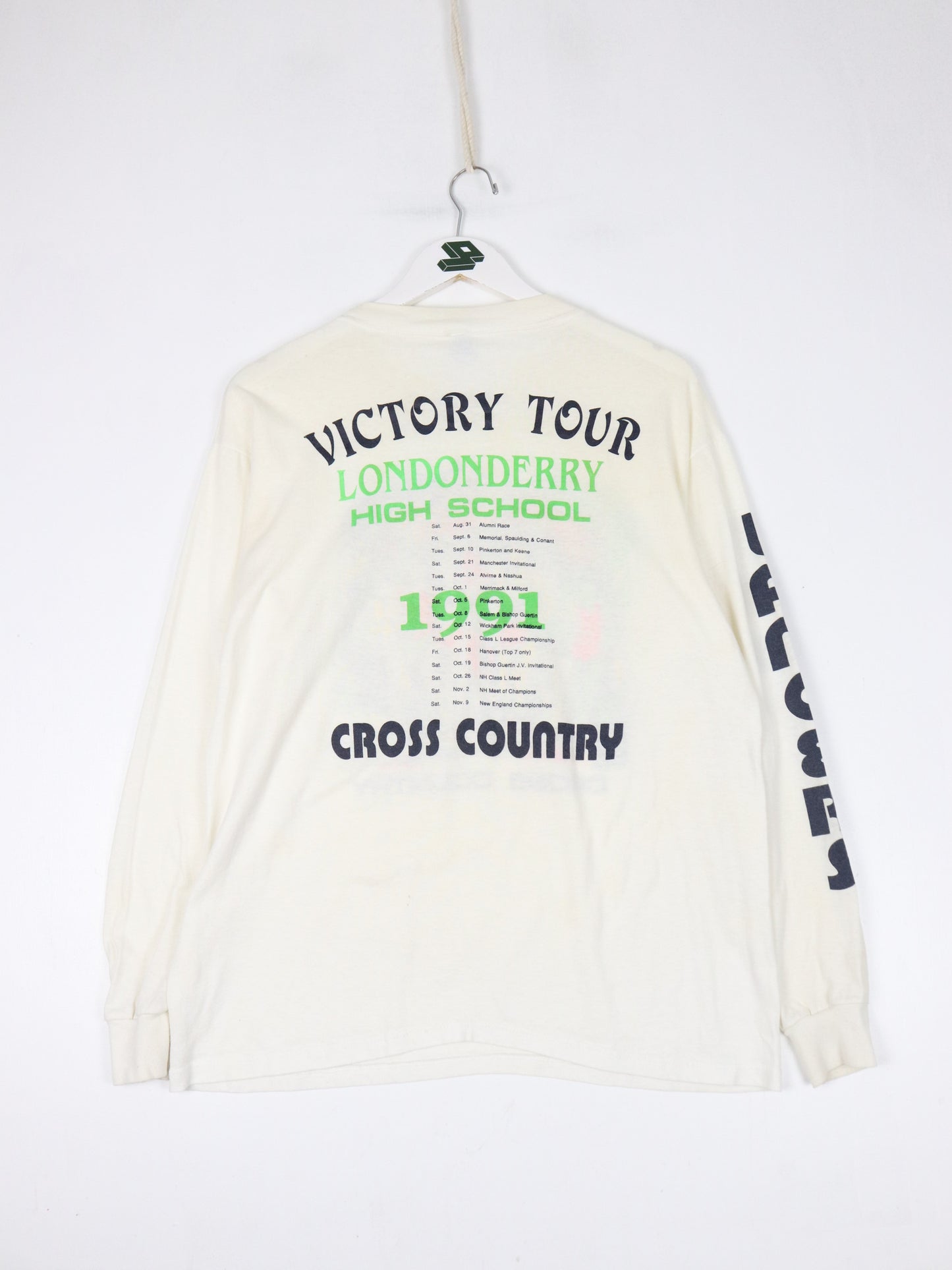 Vintage London Derby Cross Country T Shirt Mens Large White 90s Long Sleeve