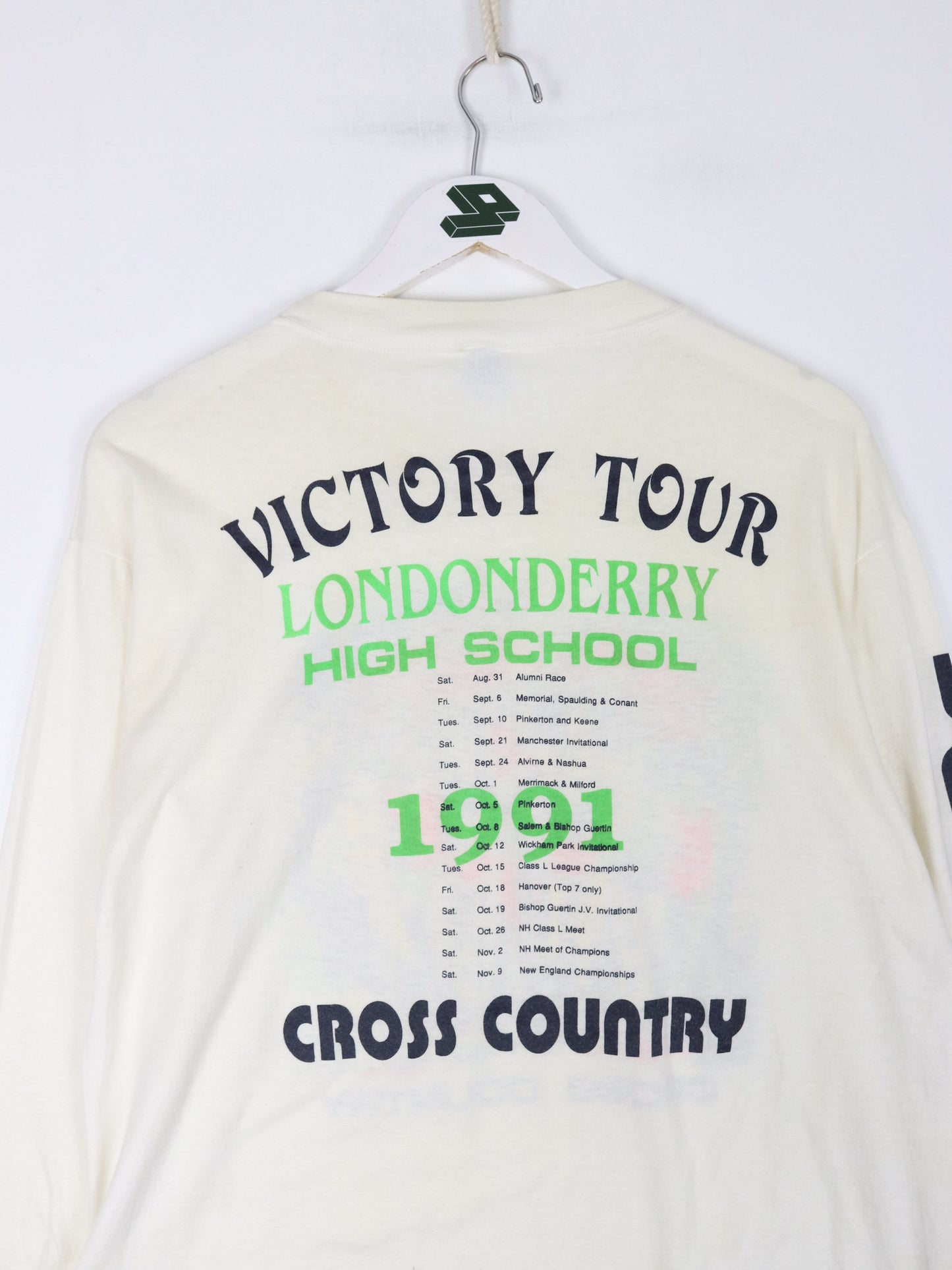 Vintage London Derby Cross Country T Shirt Mens Large White 90s Long Sleeve