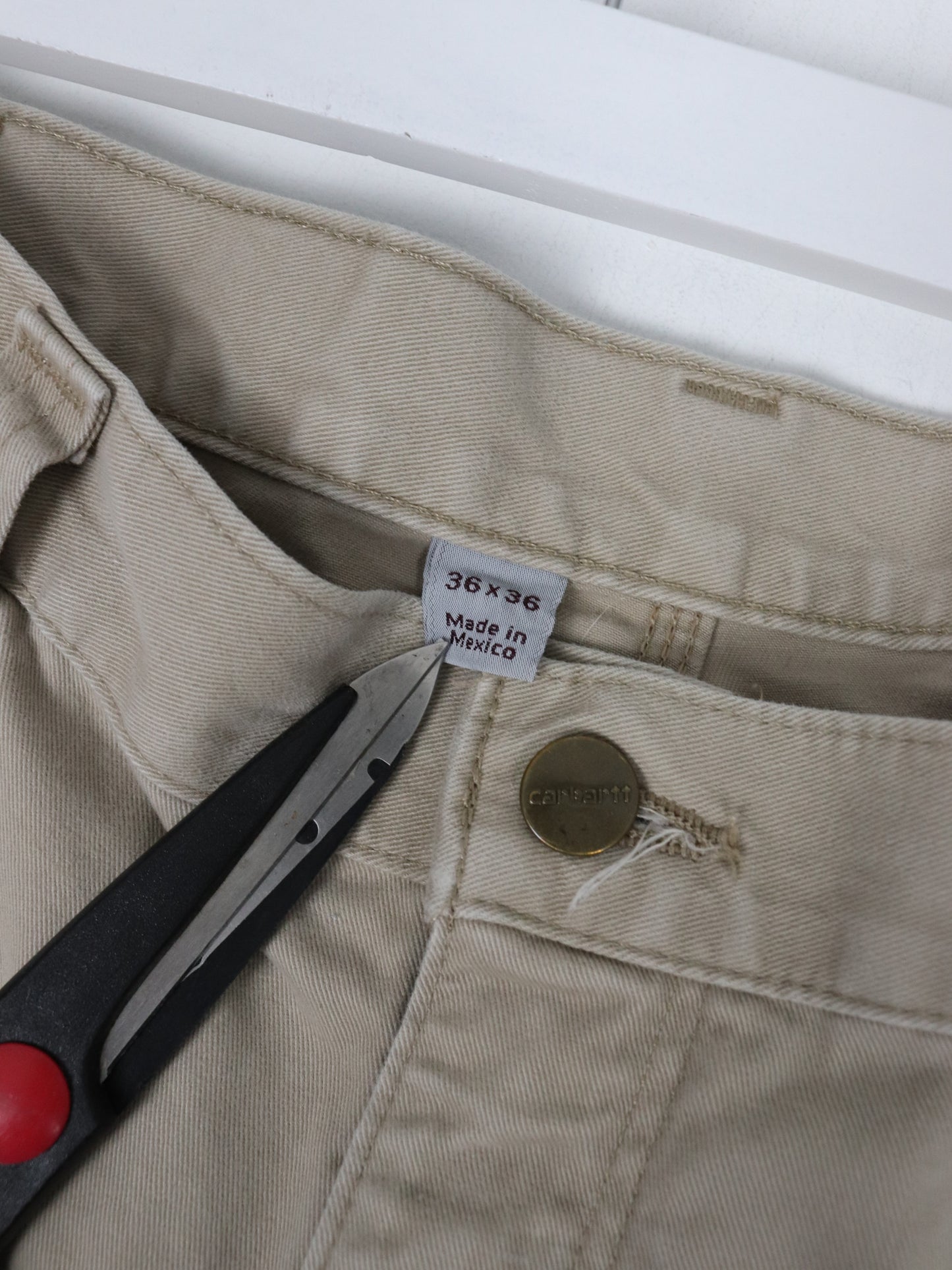 Carhartt Pants Mens 36 x 36 Beige Carpenter Work Wear