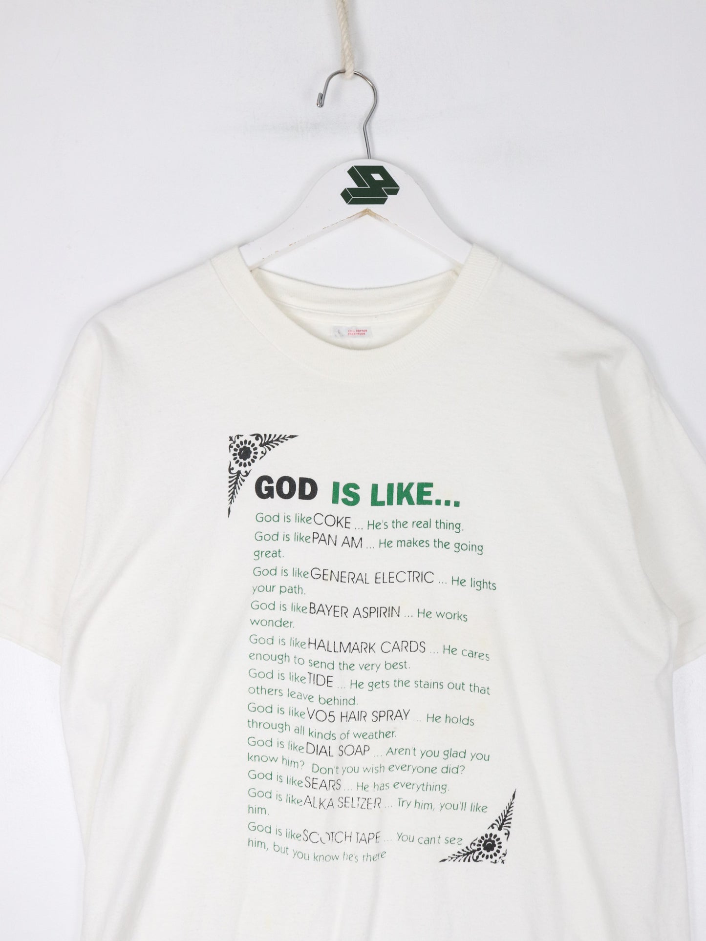 Vintage God is Like T Shirt Mens Large White 90s