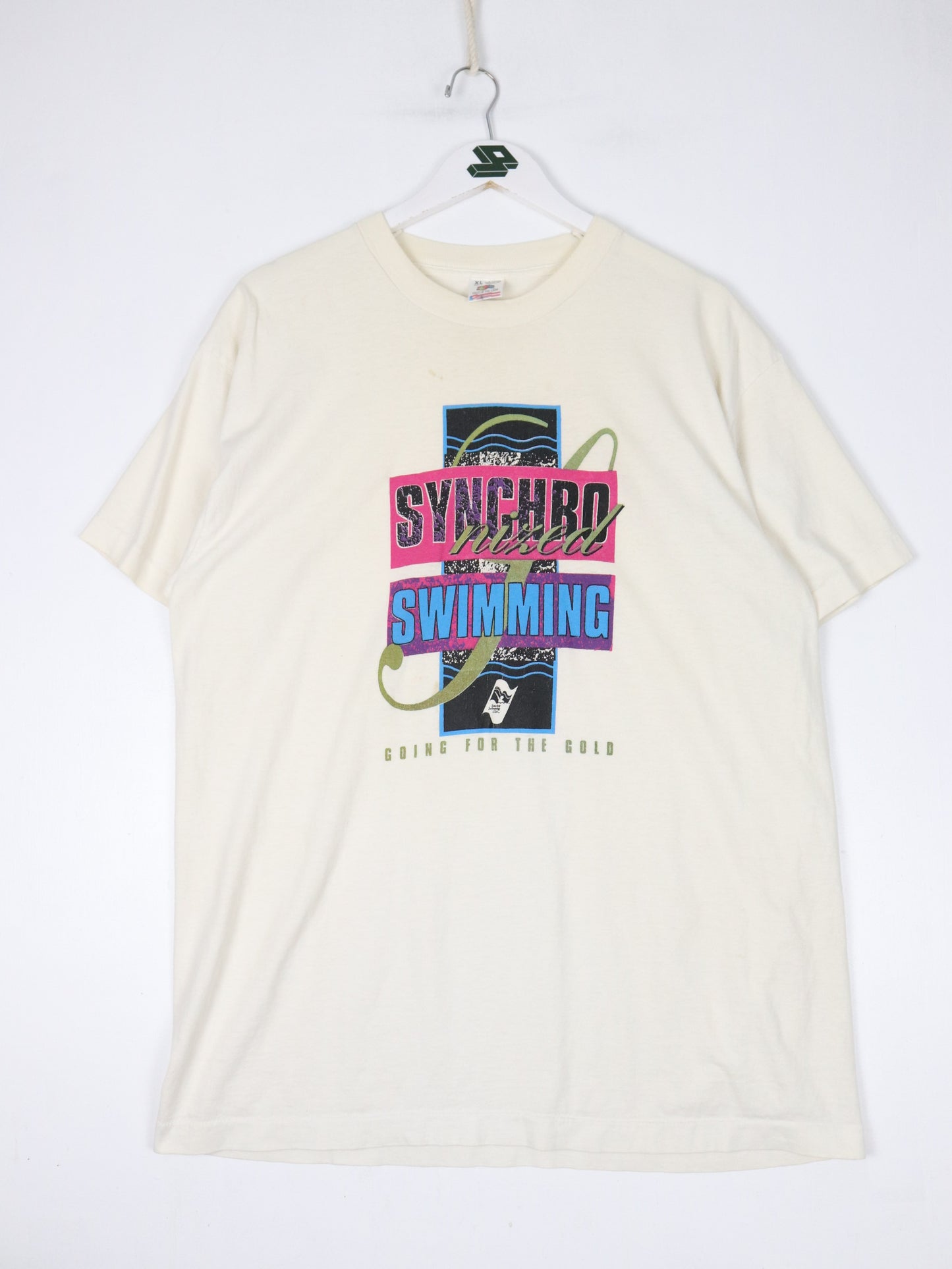 Vintage Synchronized Swimming T Shirt Mens XL Beige 90s