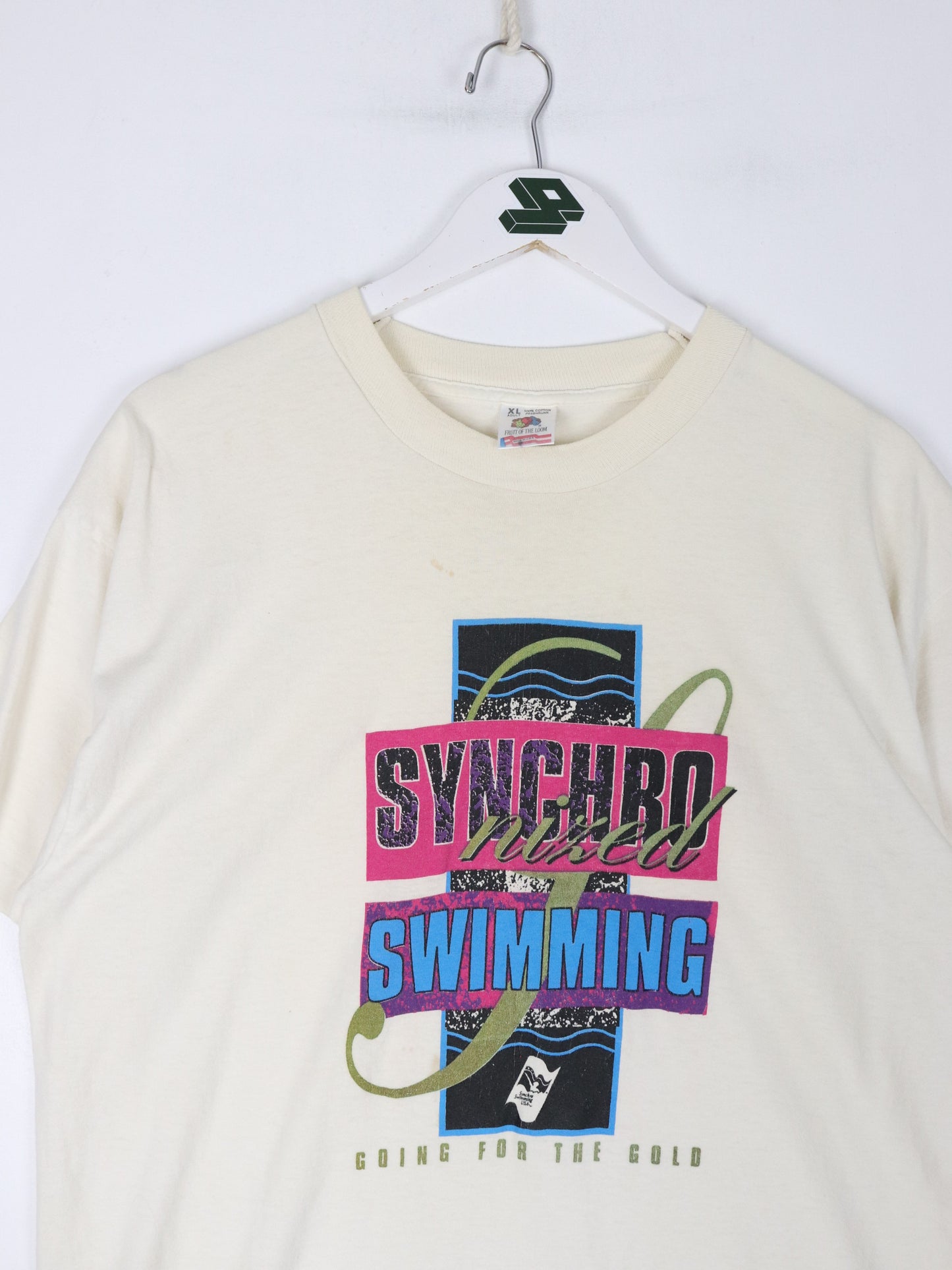 Vintage Synchronized Swimming T Shirt Mens XL Beige 90s