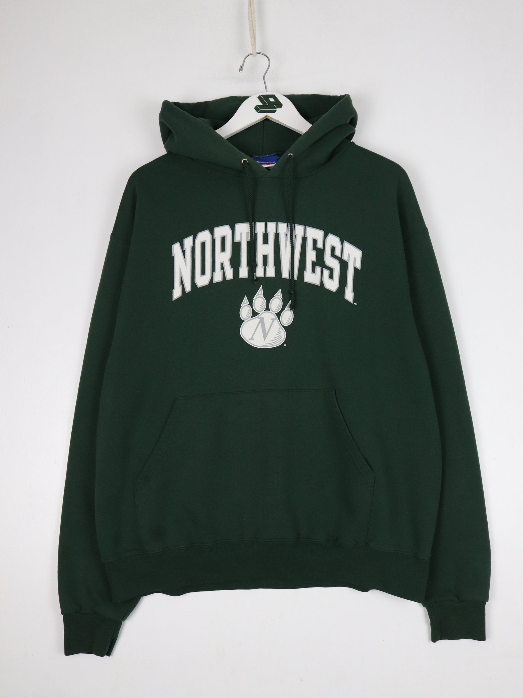 Northwest College Sweatshirt Mens Large Green Champion Hoodie