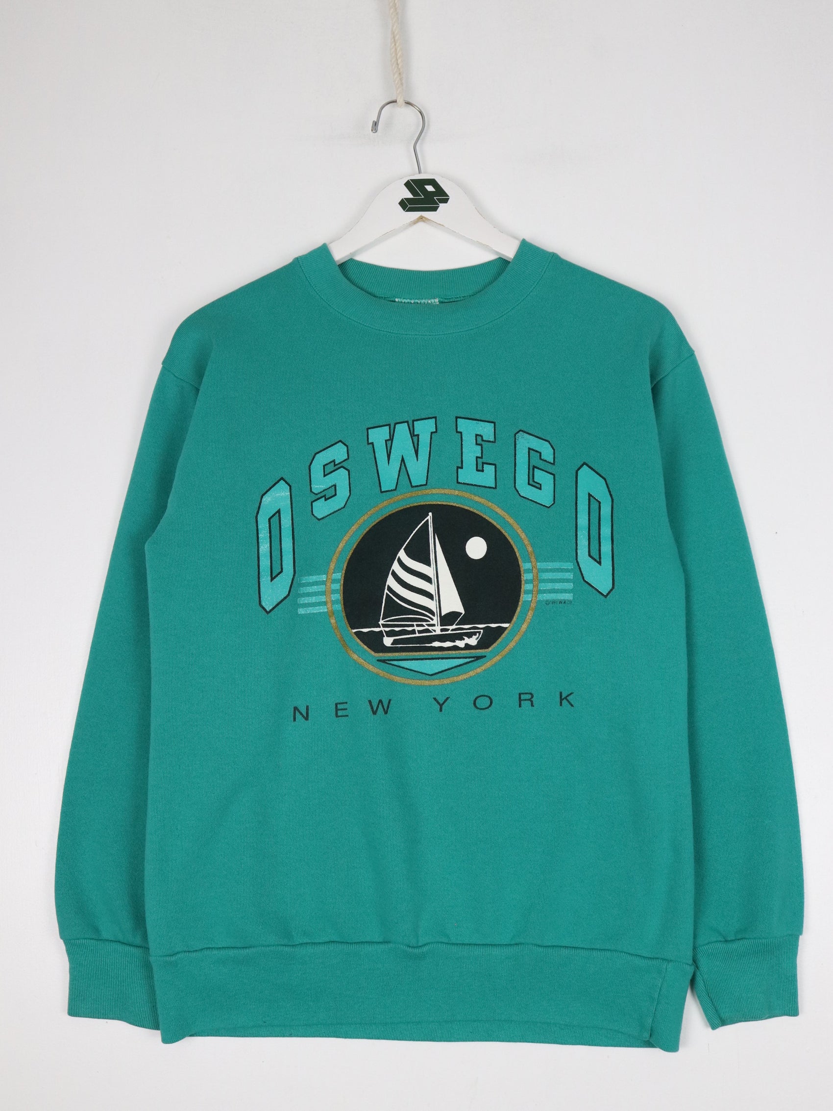 Vintage Oswego Sweatshirt Fits Mens Small Green 90s USA Sailing