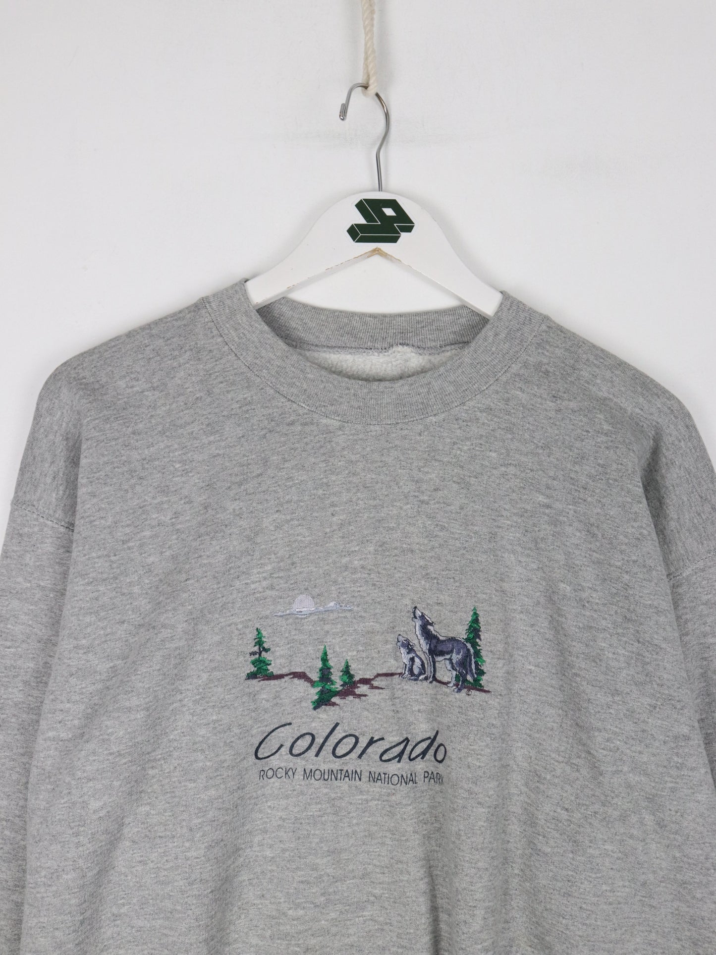 Vintage Colorado Sweatshirt Mens Medium Grey Rocky Mountain Park