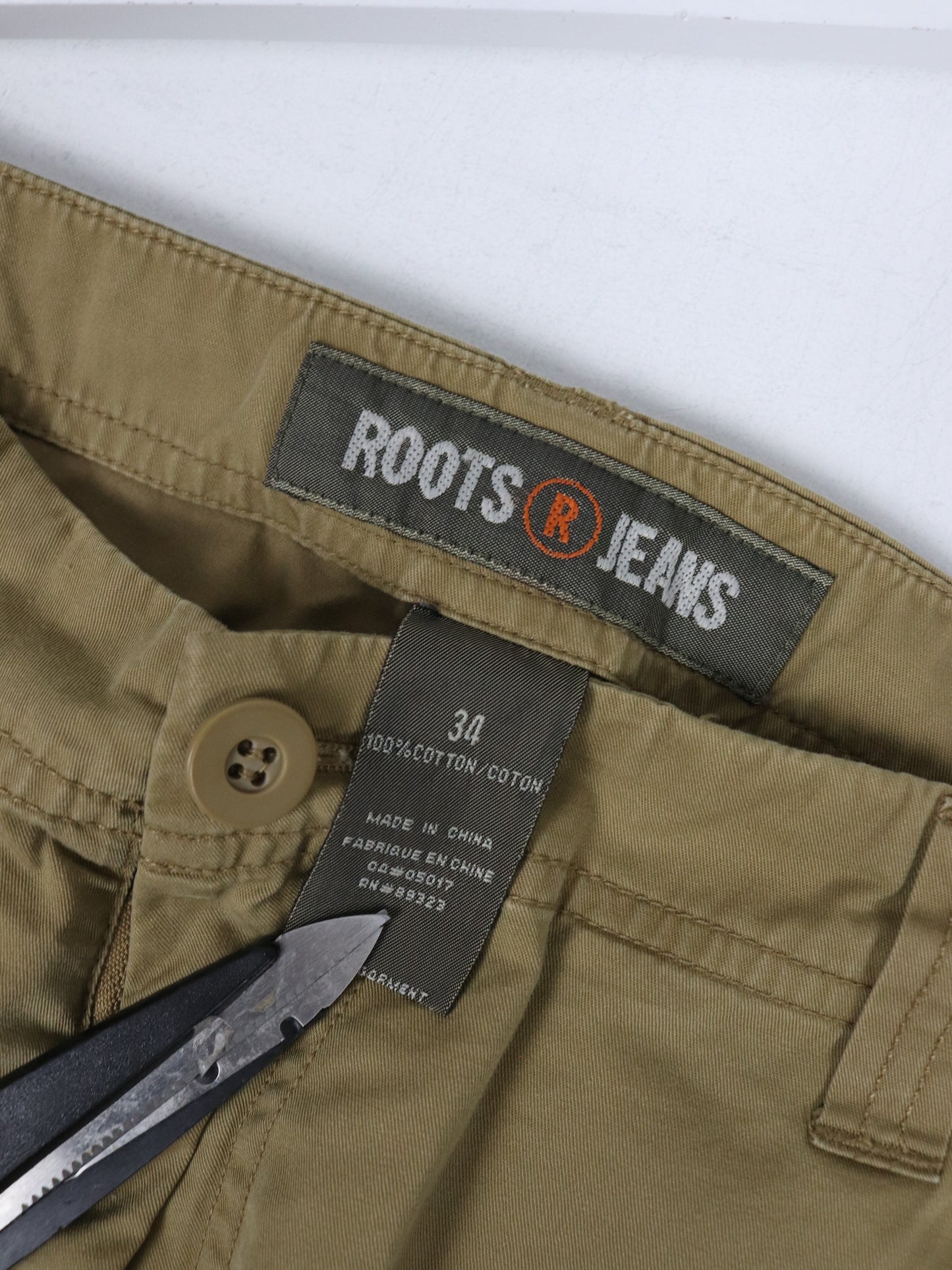 Roots Pants Mens 34 x 33 Beige Cargo