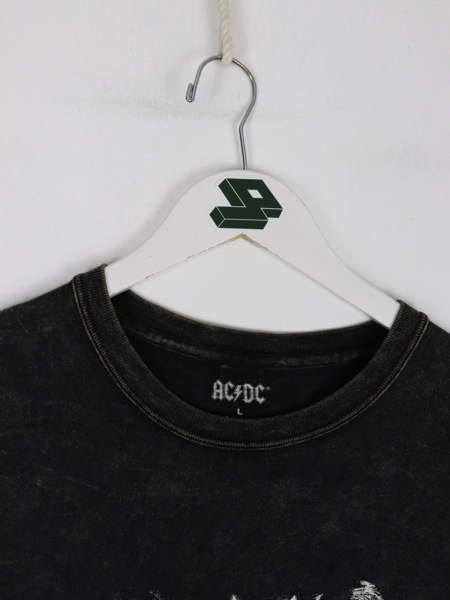 AC/DC T Shirt Fits Mens XL Black Grey Dyed Band
