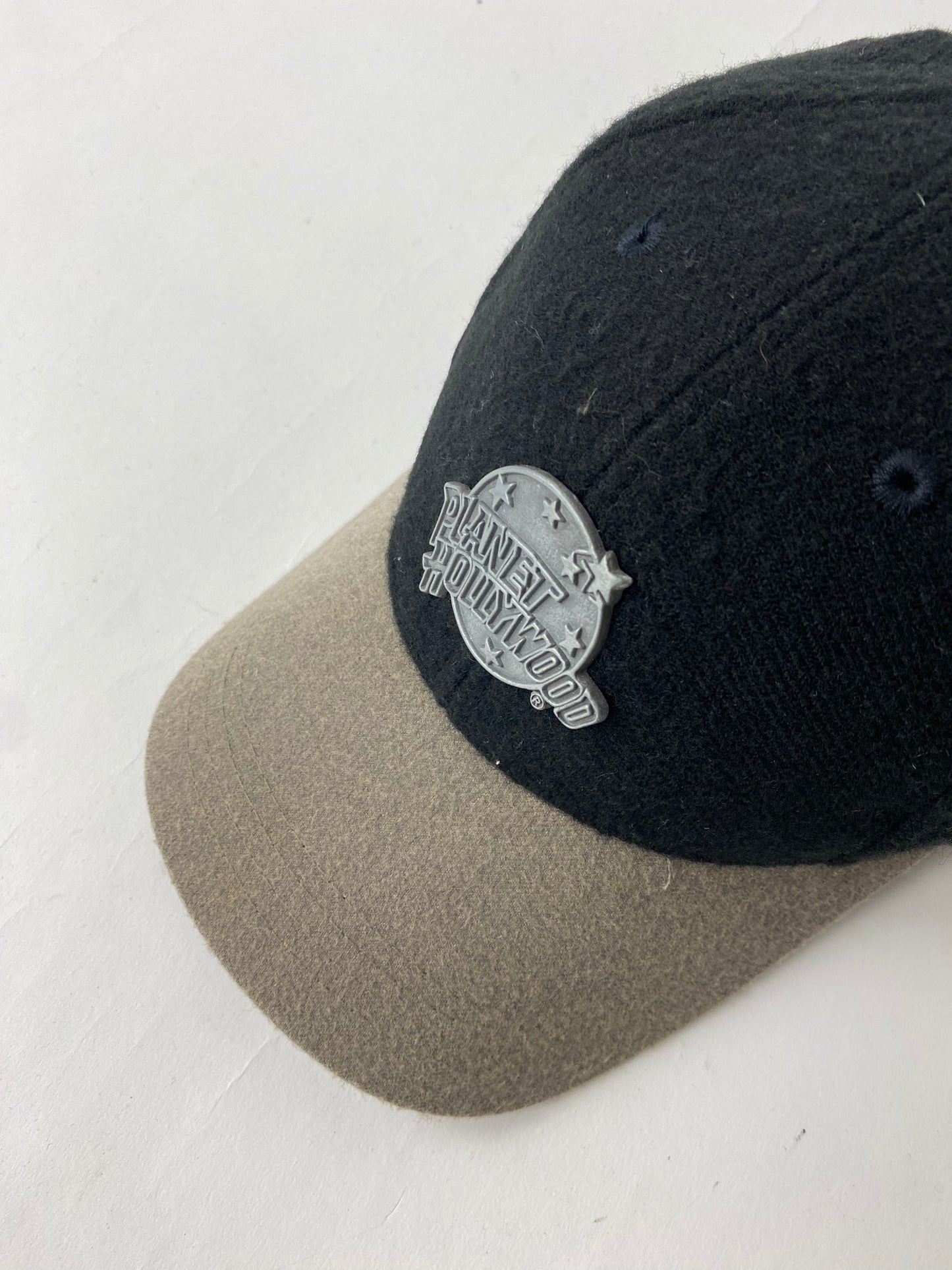 Vintage Planet Hollywood Hat Cap Adult Black Wool Blend Strapback