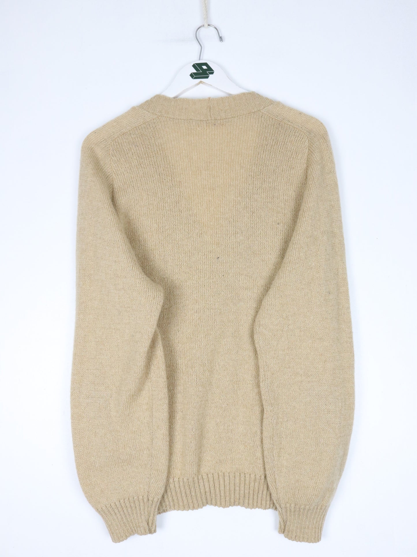 Vintage Jantzen Sweater Mens Large Beige Knit Cardigan