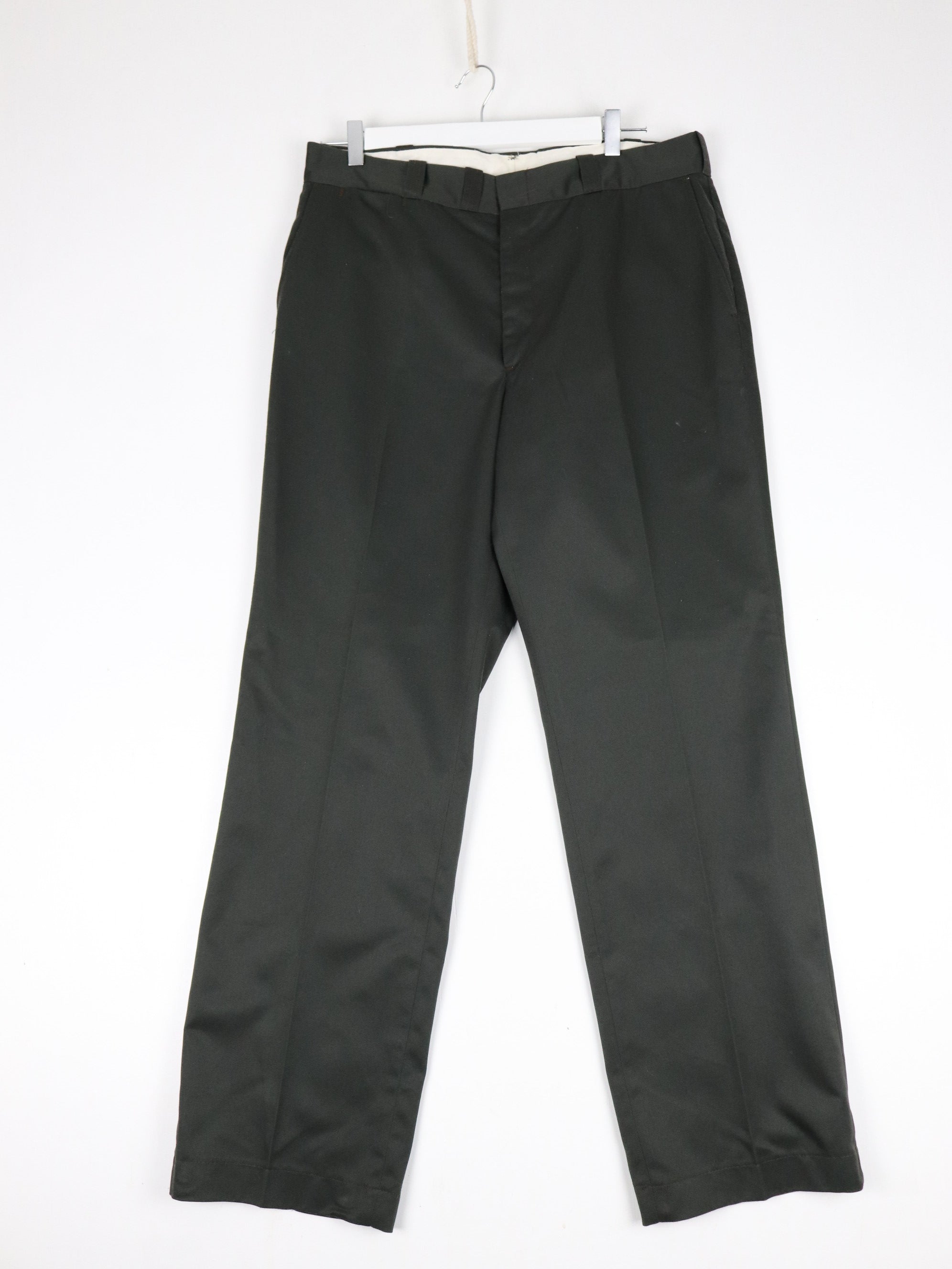 Vintage Dress Pants Mens 36 x 33 Green Pleated Trousers 70s 80s