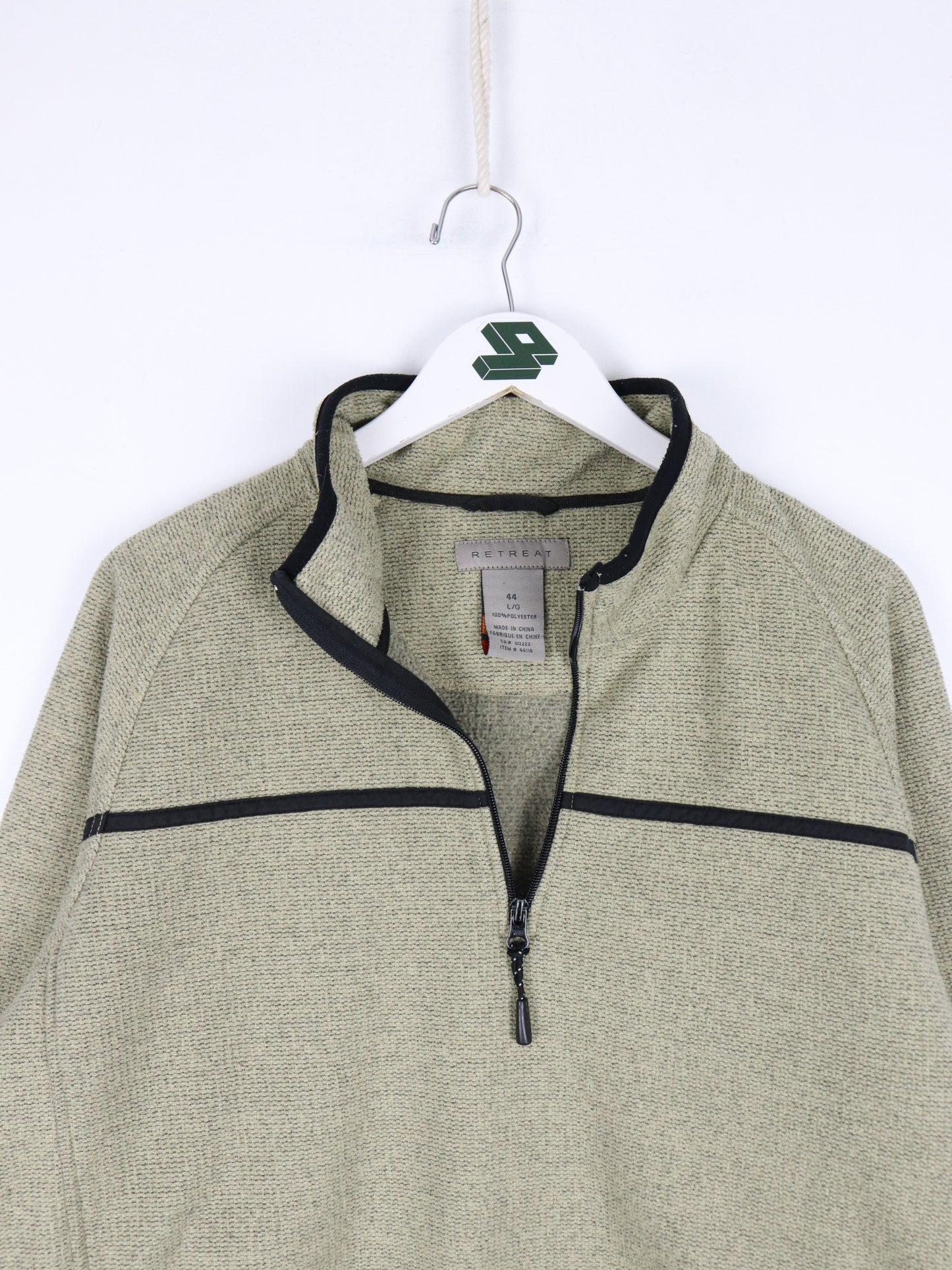 Vintage Retreat Sweater Mens Large Green Quarter Zip Outdoors