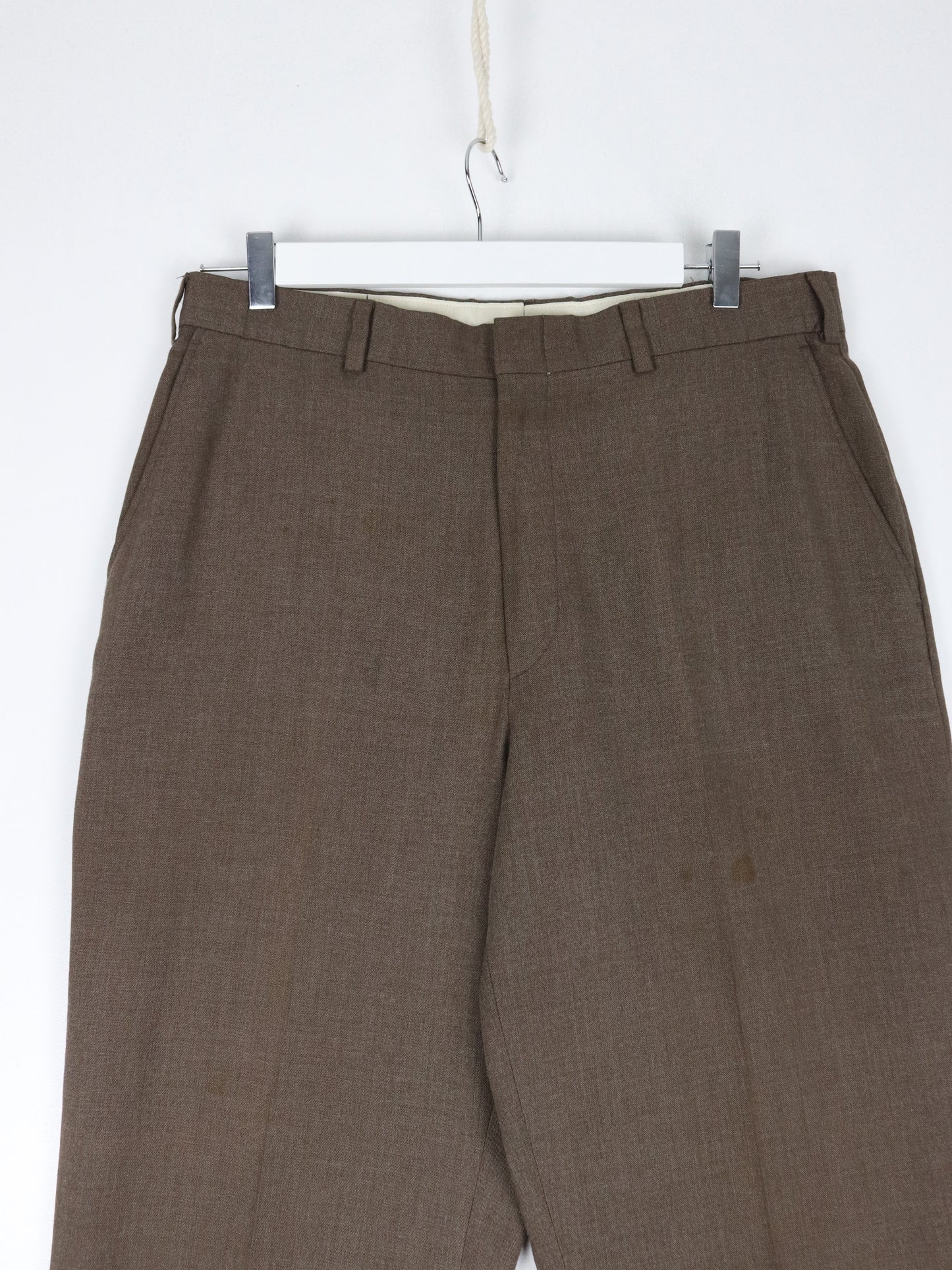 Vintage Farah Pants Mens 33 x 29 Brown Pleated Dress Trousers