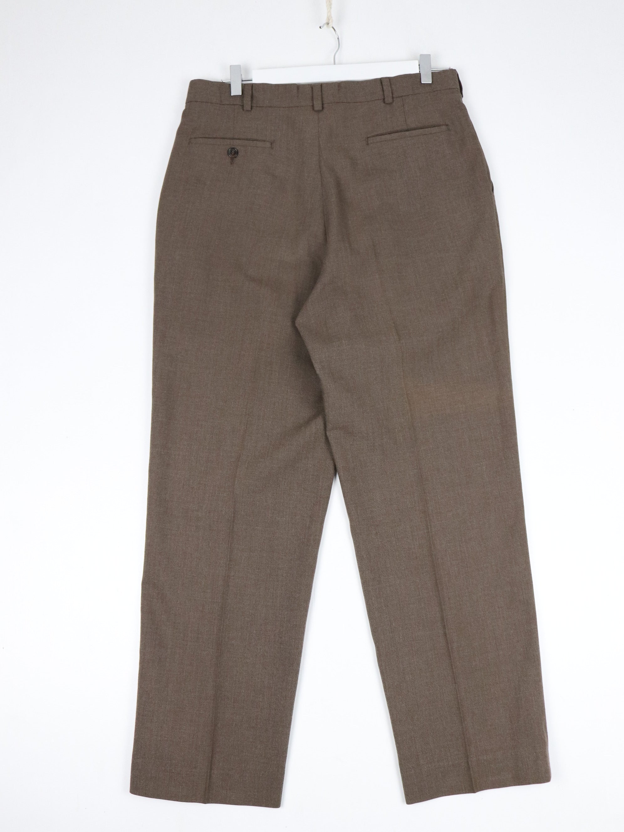 Vintage Farah Pants Mens 33 x 29 Brown Pleated Dress Trousers