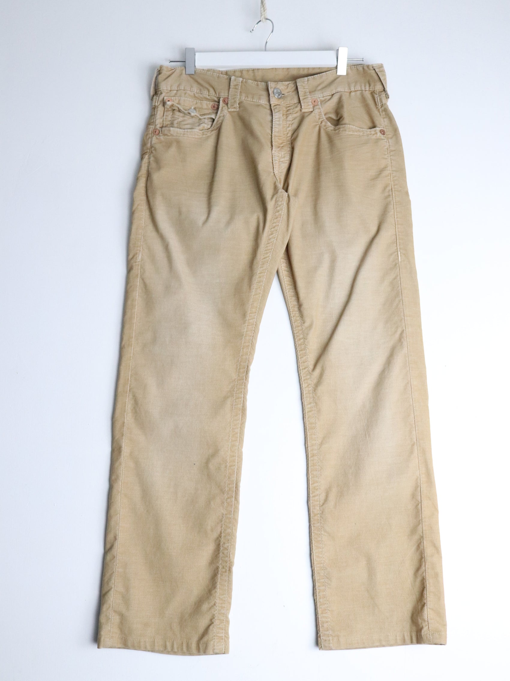 True Religion Pants Fits Mens 32 x 29 Beige Corduroy Ricky