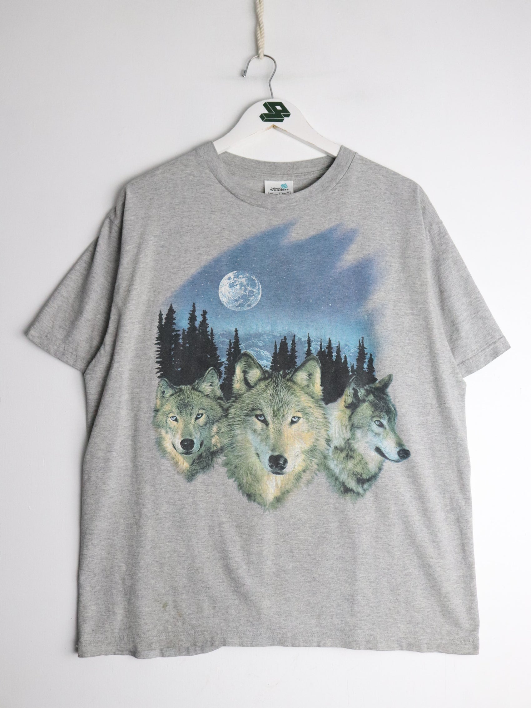 Vintage Wolf T Shirt Mens XL Grey Outdoors