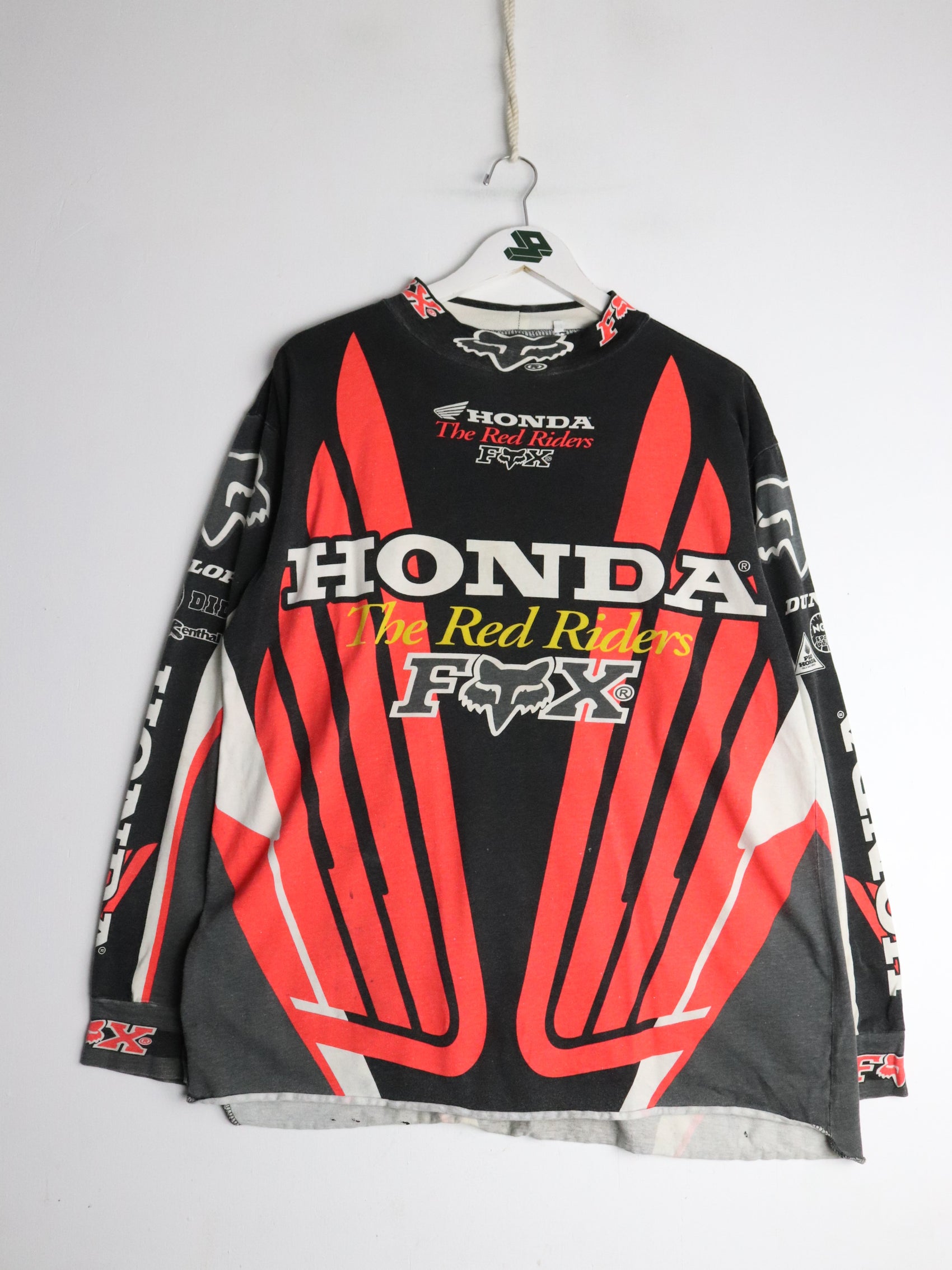 Vintage Honda Fox Motocross Shirt Mens Medium Red Long Sleeve