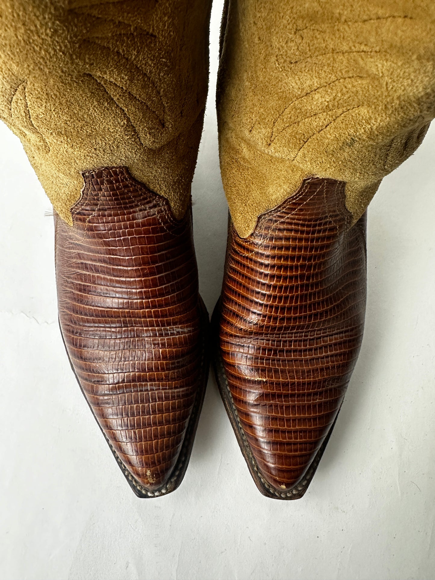 Vintage Sancho Cowboy Boots Womens EU36 US5.5 Brown Leather Suede Spain