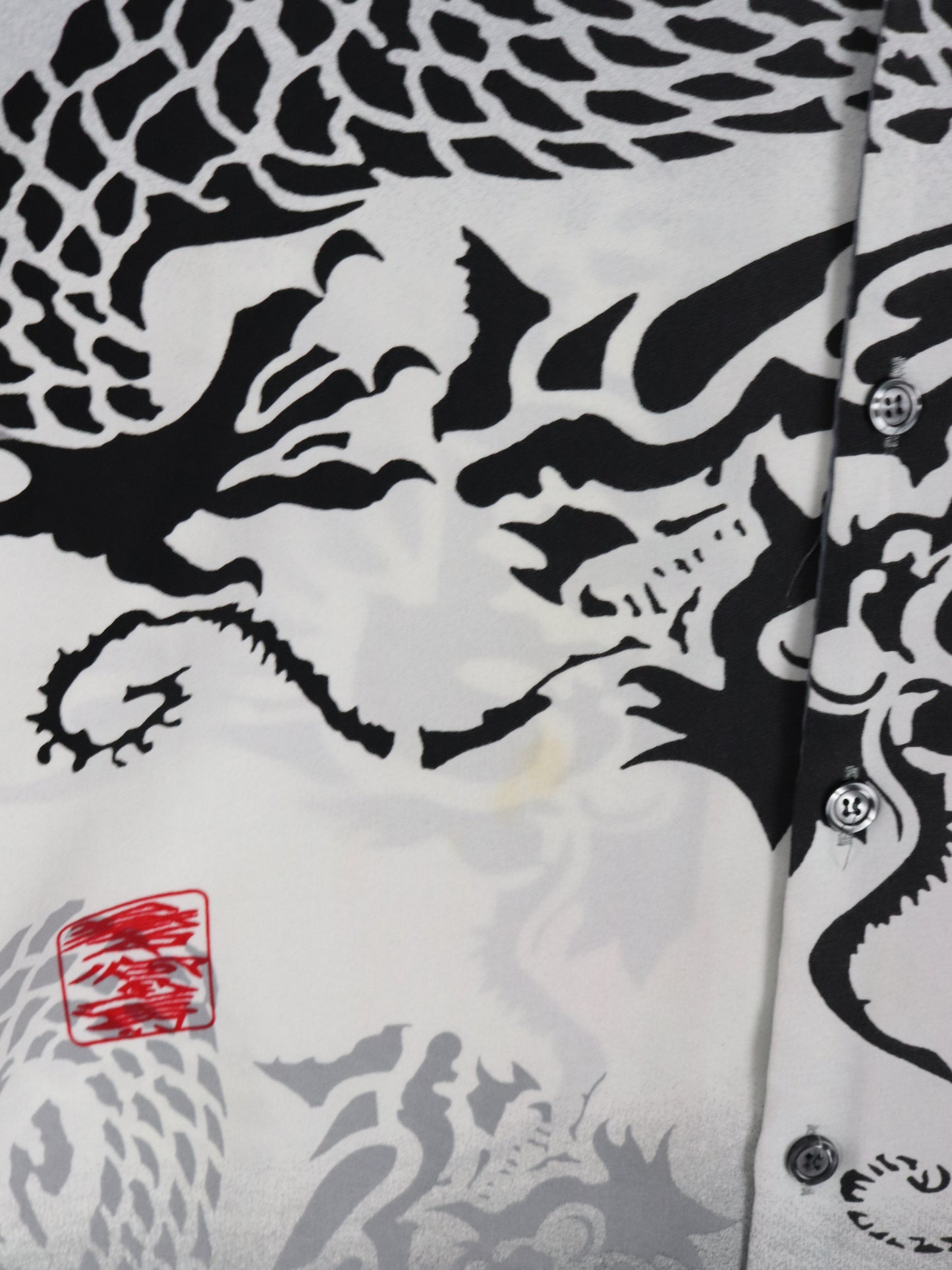Vintage Mecca Sport Shirt Mens Medium Grey Japan Dragon Button Up