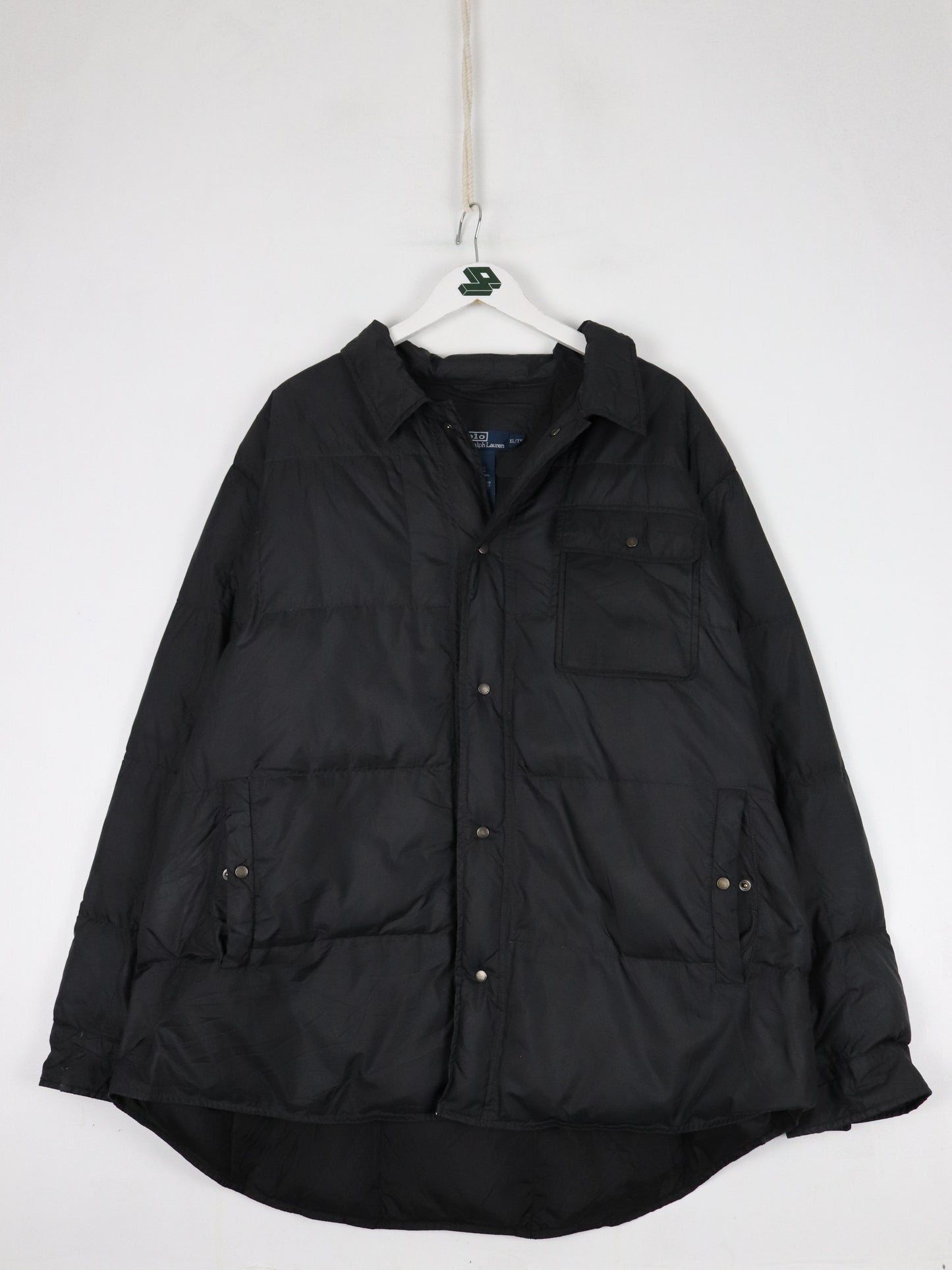 Vintage Polo Ralph Lauren Jacket Mens XL Black Down Coat