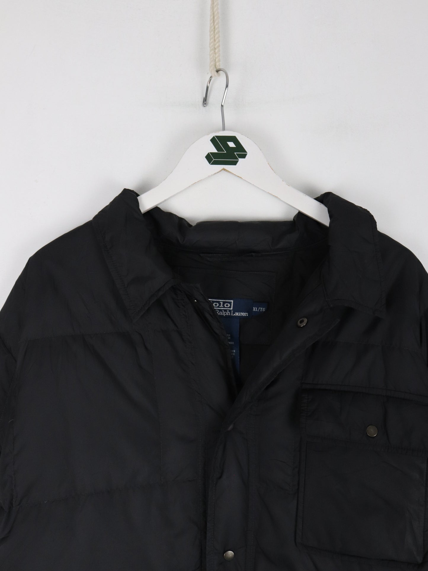 Vintage Polo Ralph Lauren Jacket Mens XL Black Down Coat