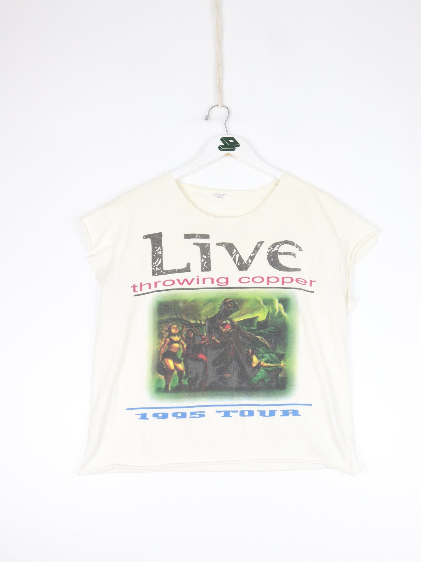 Vintage Live Throwing Copper Tank Top Fits Womens Medium White Baby Tee 90s