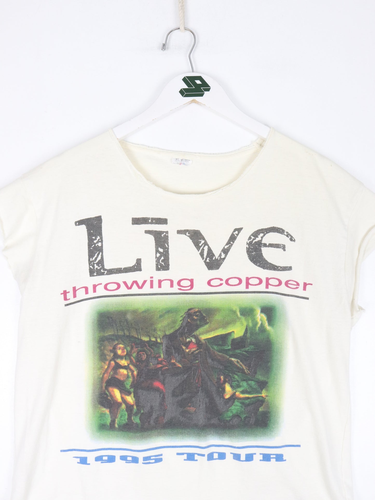 Vintage Live Throwing Copper Tank Top Fits Womens Medium White Baby Tee 90s