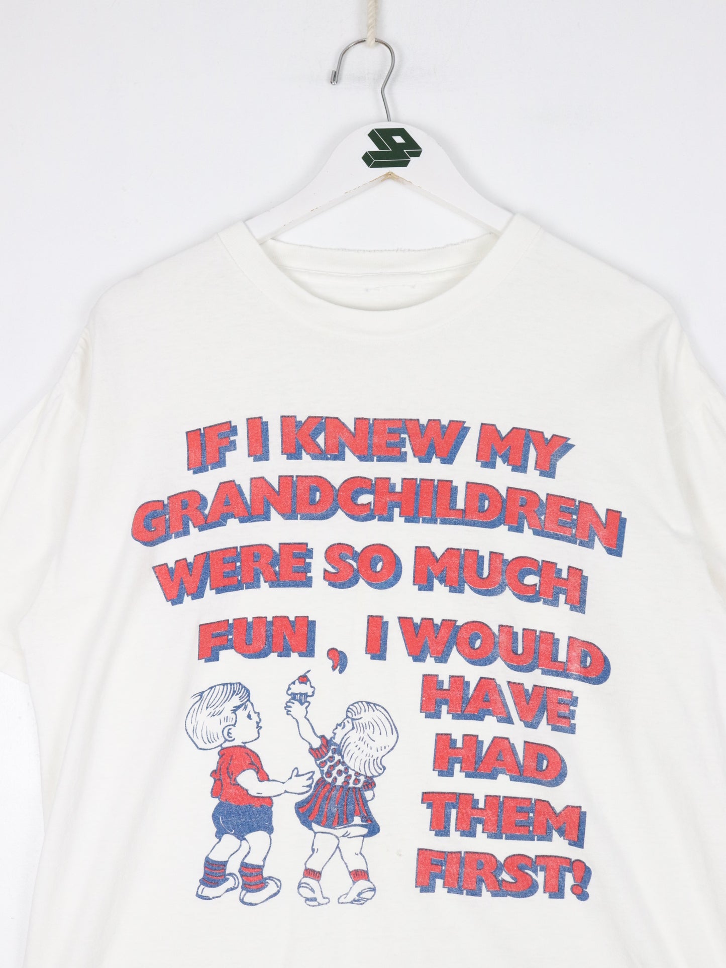 Vintage Grandchildren T Shirt Mens Large White Funny 90s