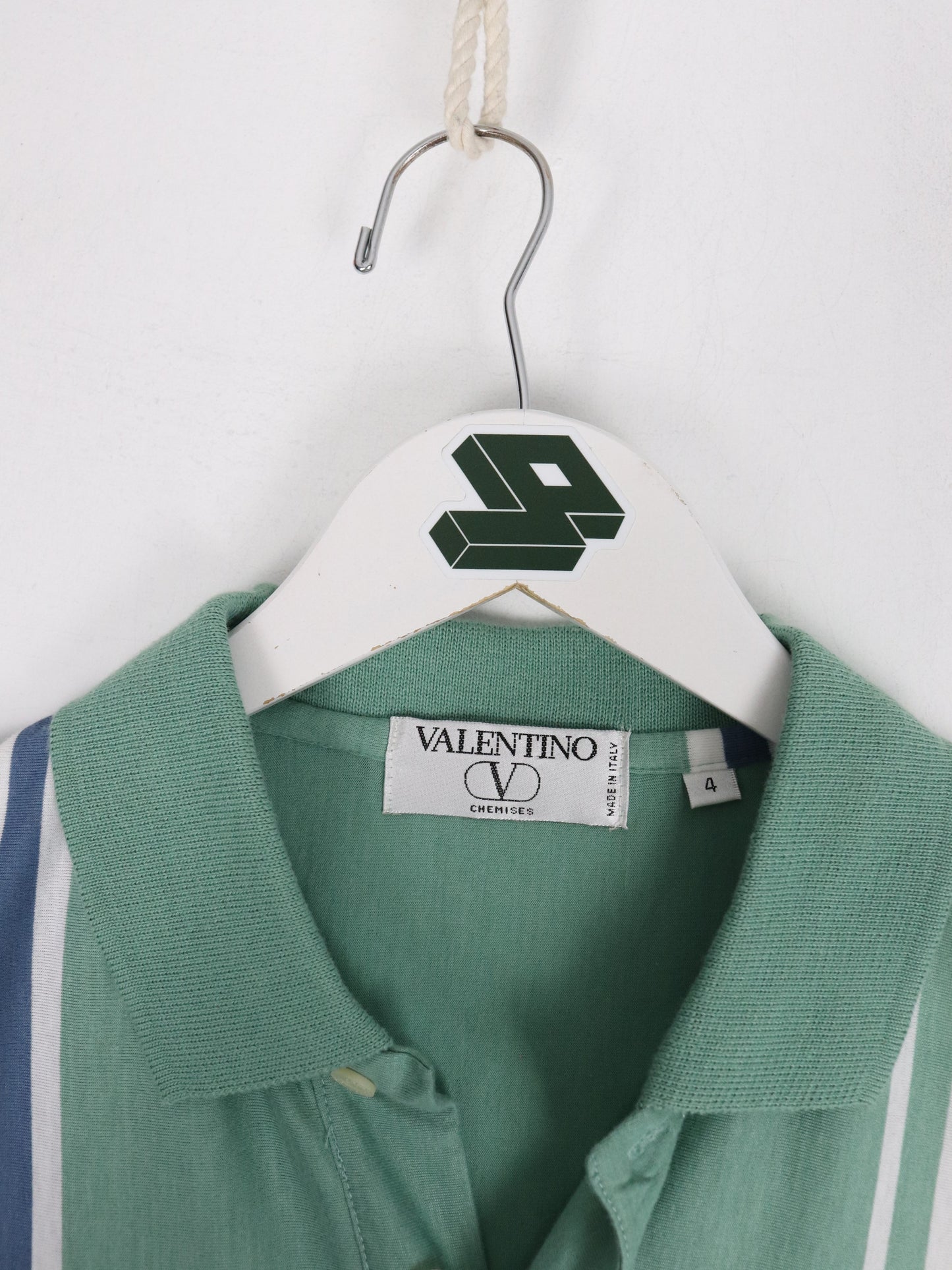 Vintage Bootleg Valentino Polo Shirt Mens 4 Large Green Striped