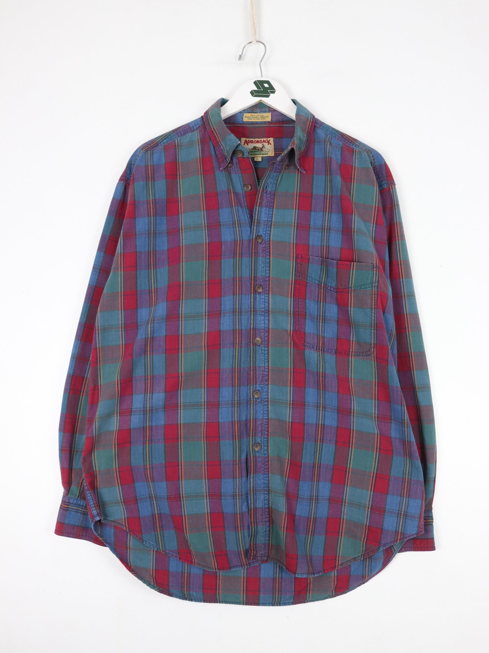 Adirondack Shirt Mens Large Blue Red Button Up