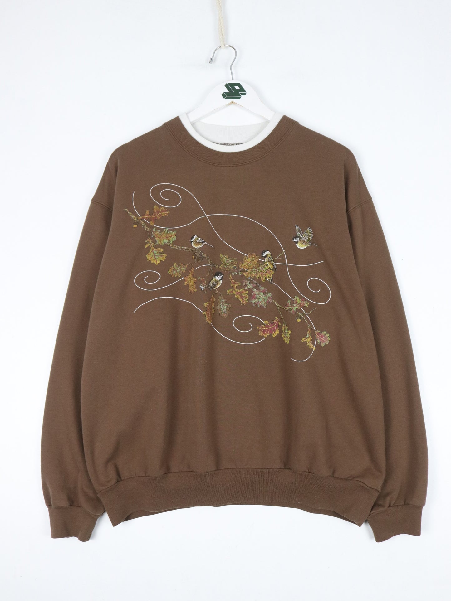 Vintage Birds Nature Sweatshirt Adult XL Brown