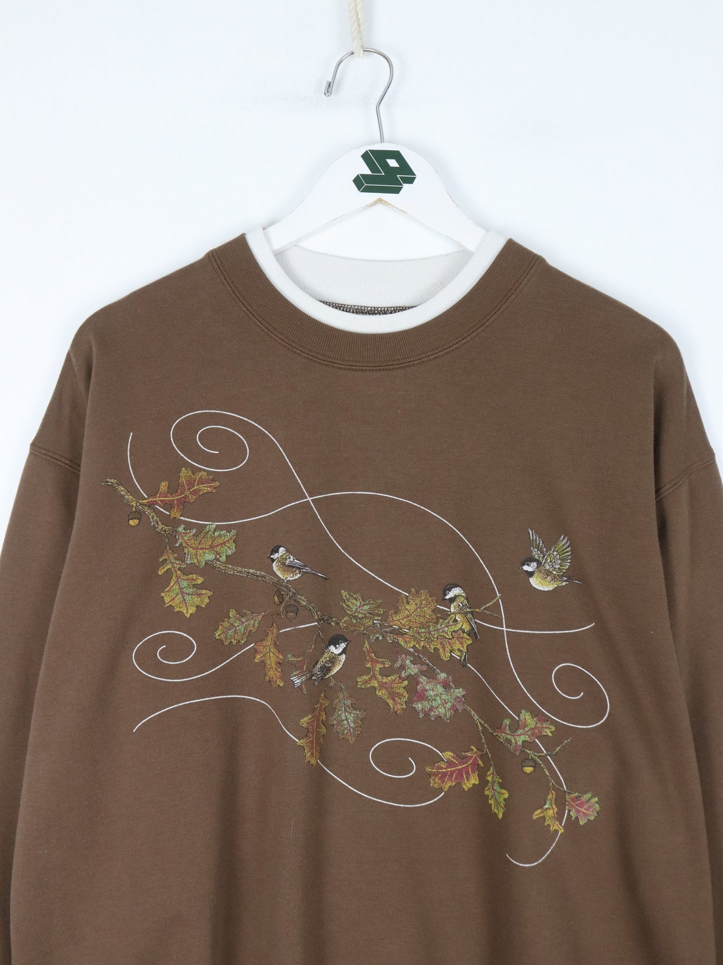 Vintage Birds Nature Sweatshirt Adult XL Brown