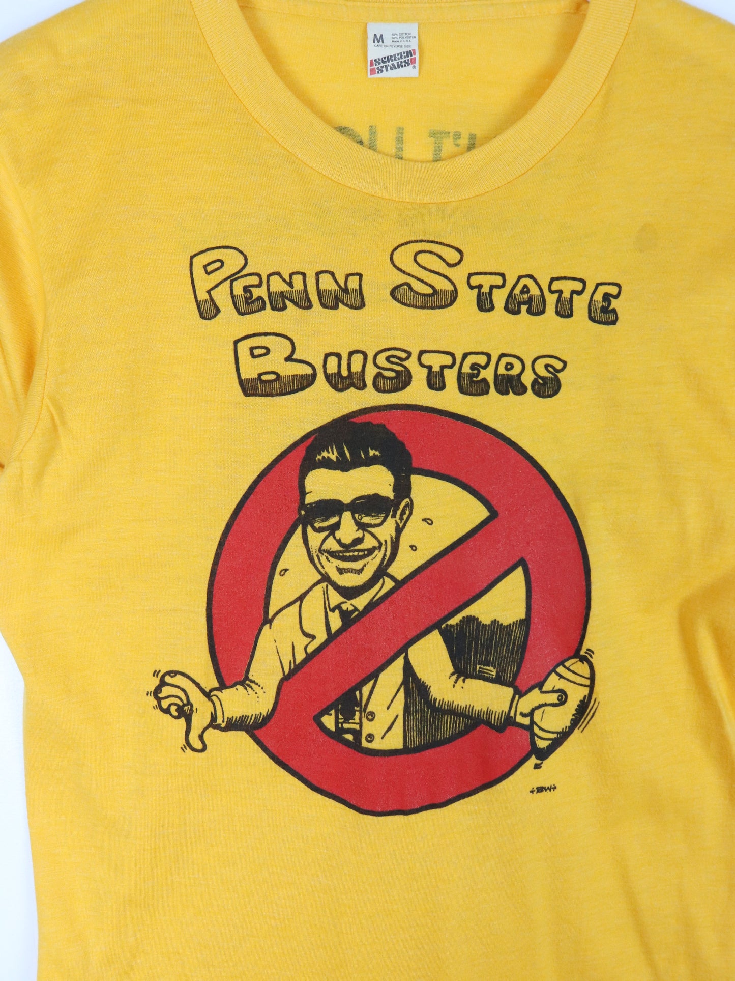 Vintage Penn State Busters T Shirt Fits Mens Small Yellow 80s College Football