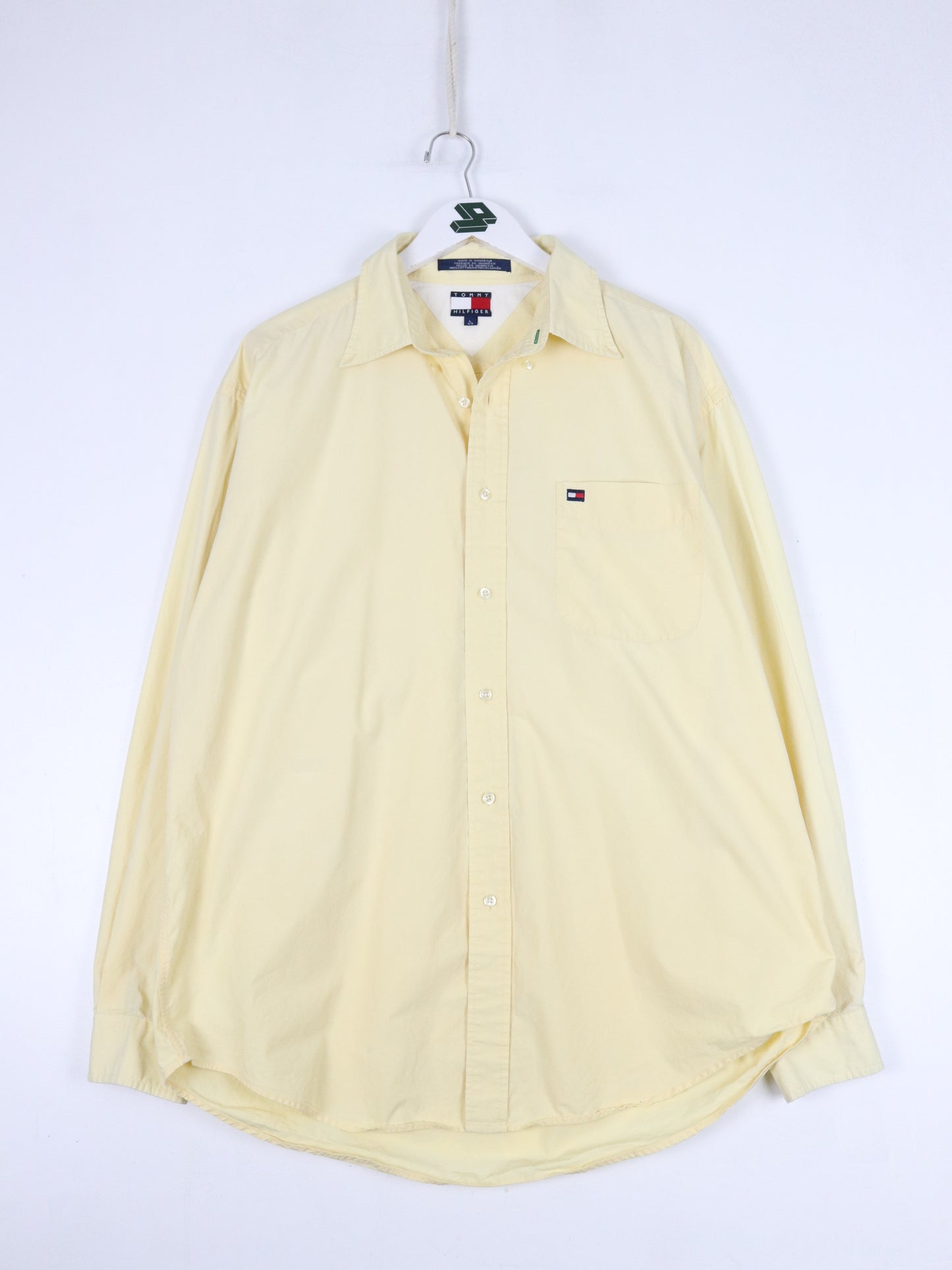 Vintage Tommy Hilfiger Shirt Mens Large Yellow Button Up
