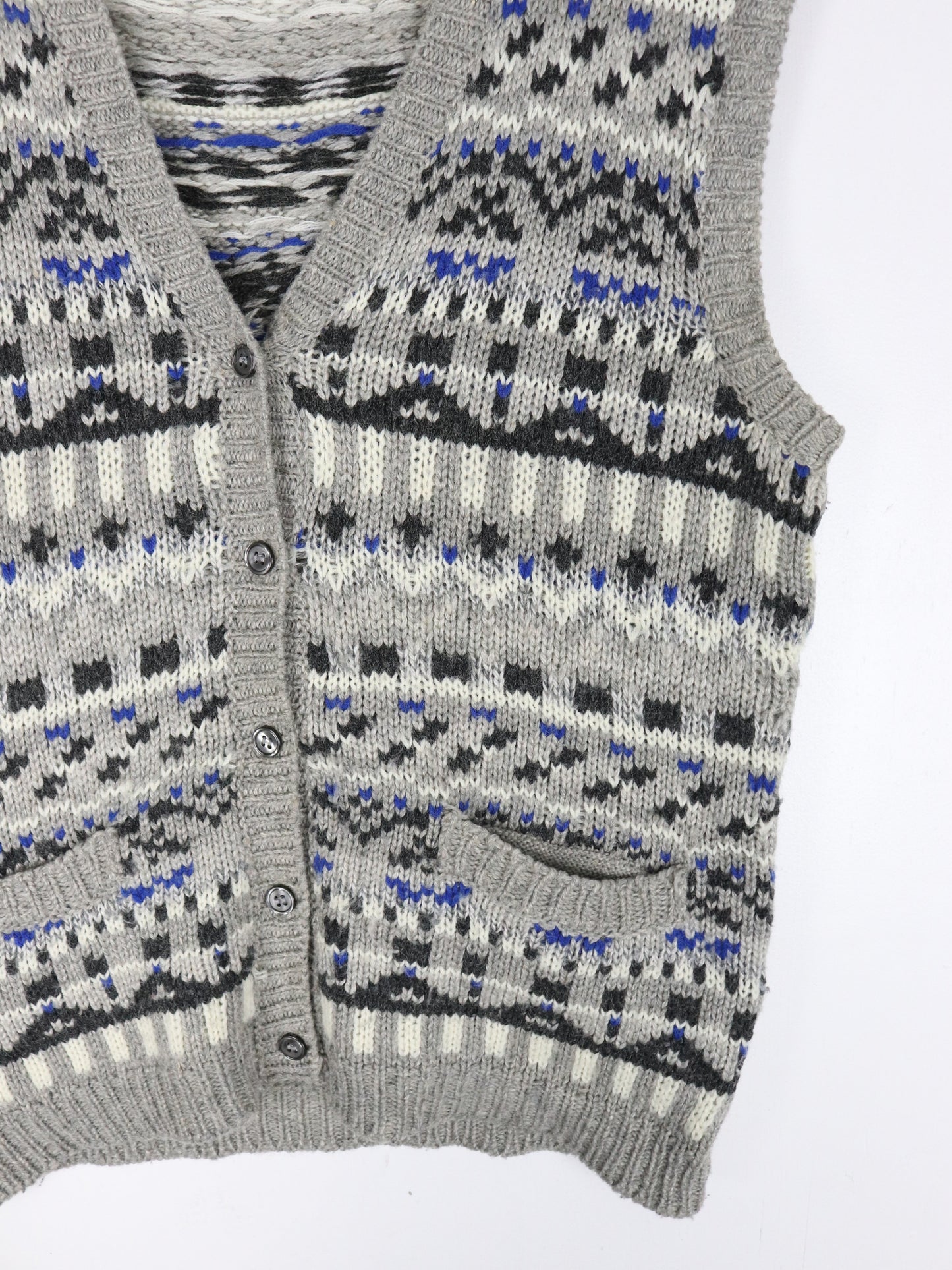 Vintage Espirit Vest Womens Medium Grey Knit Cardigan Sweater