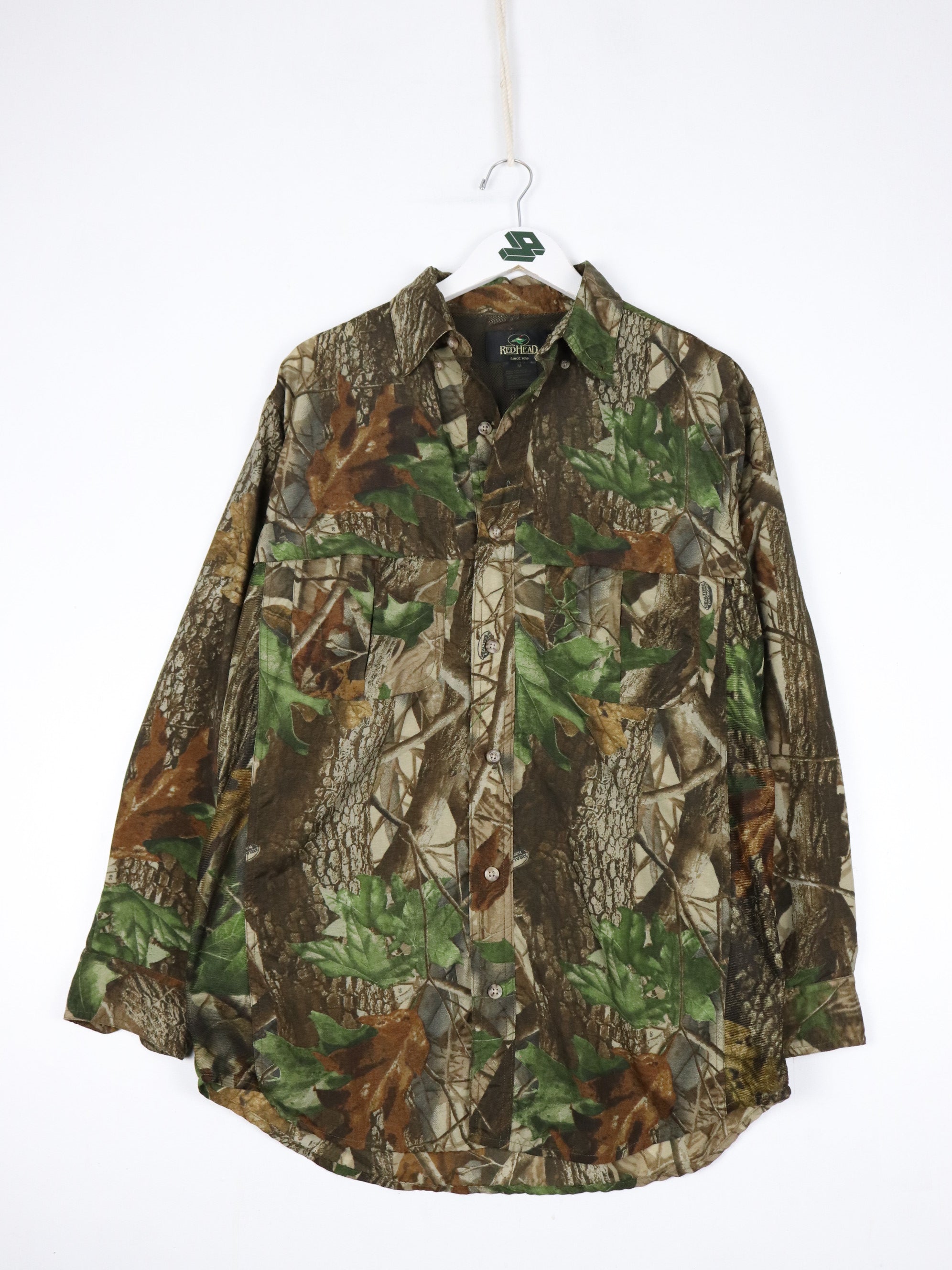 Vintage Rattlers Shirt Mens Medium Brown Tree Camo Cloth Button Up