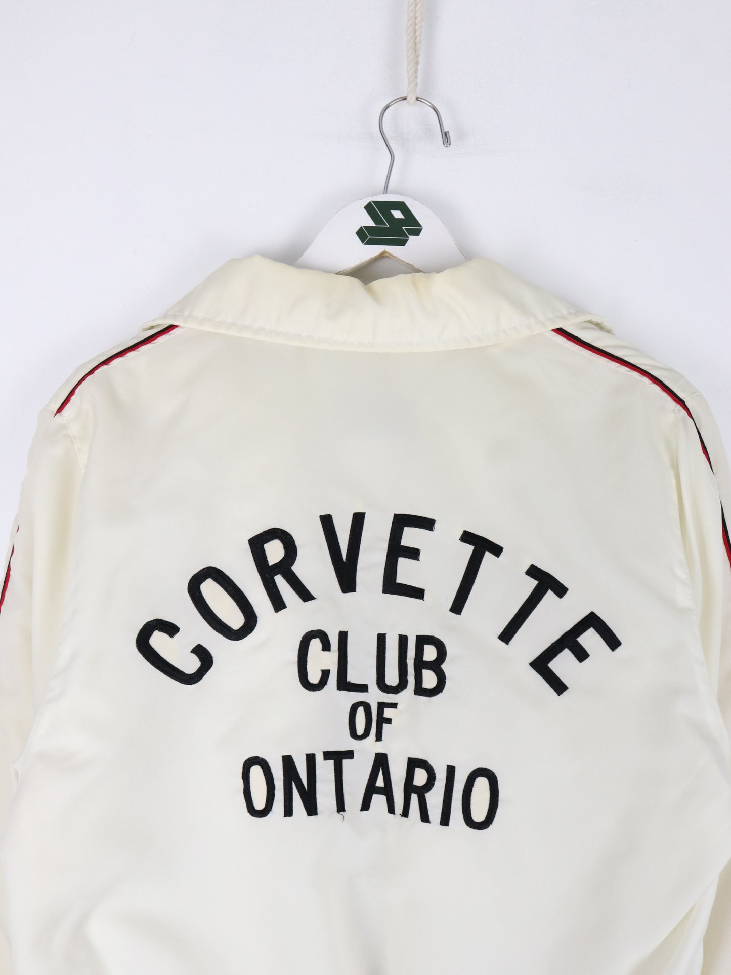 Vintage Corvette Club of Ontario Jacket Womens 12 Large White Snap On Coat