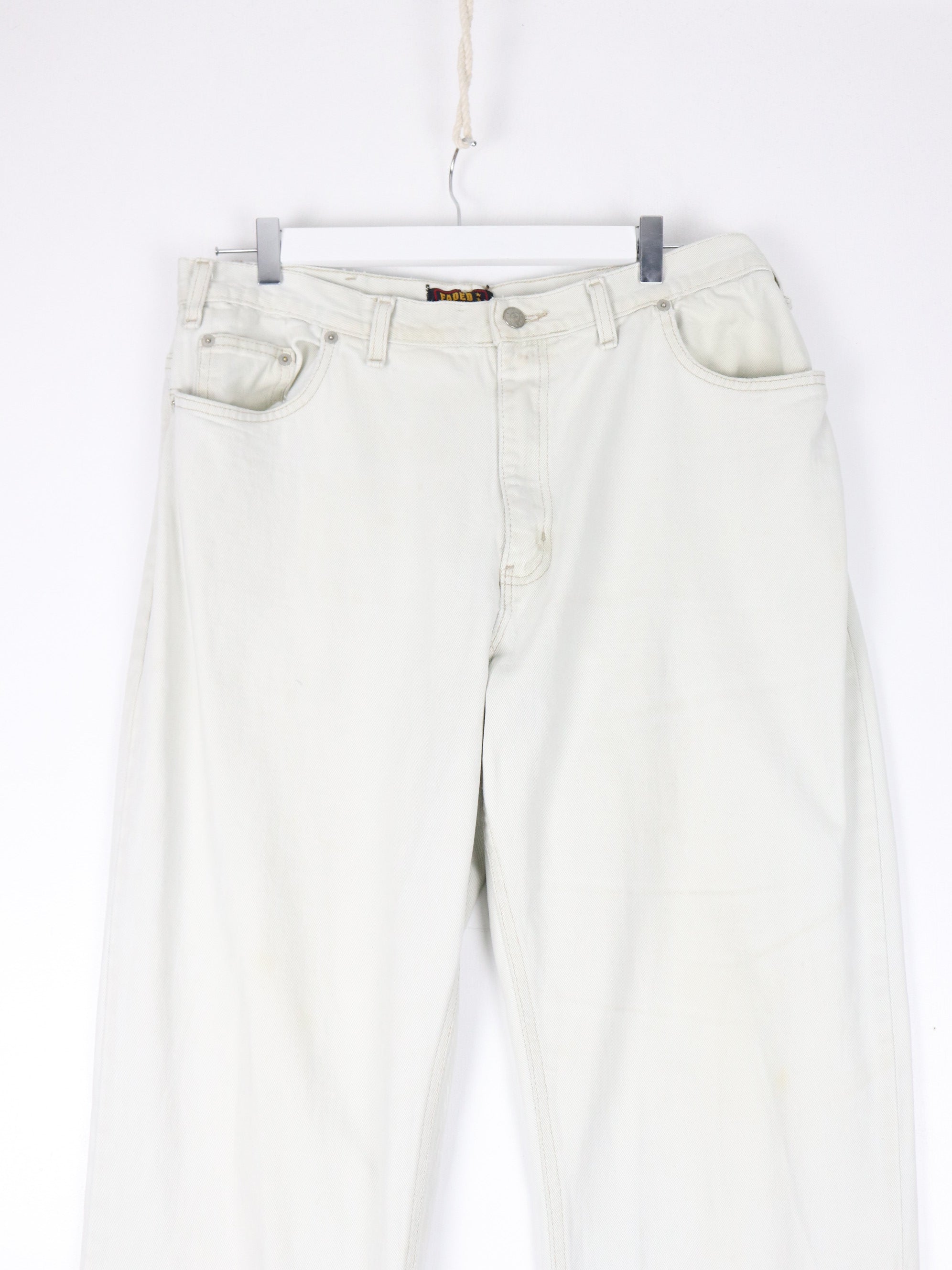 Vintage Faded Glory Pants Mens 34 x 33 White Cream Denim Jeans – Proper  Vintage