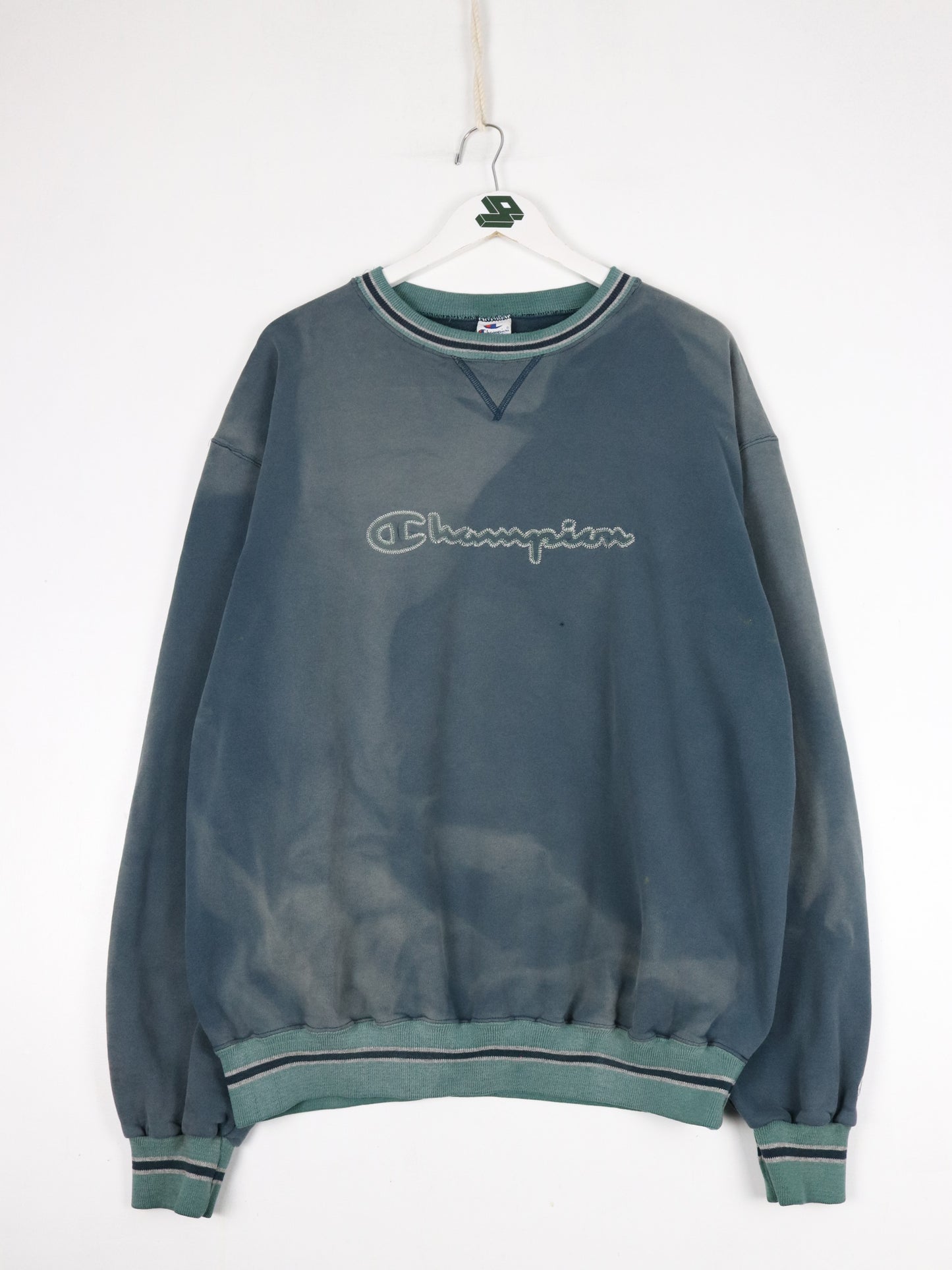 Vintage Champion Sweatshirt Mens 2XL Blue 90s Logo Sweater