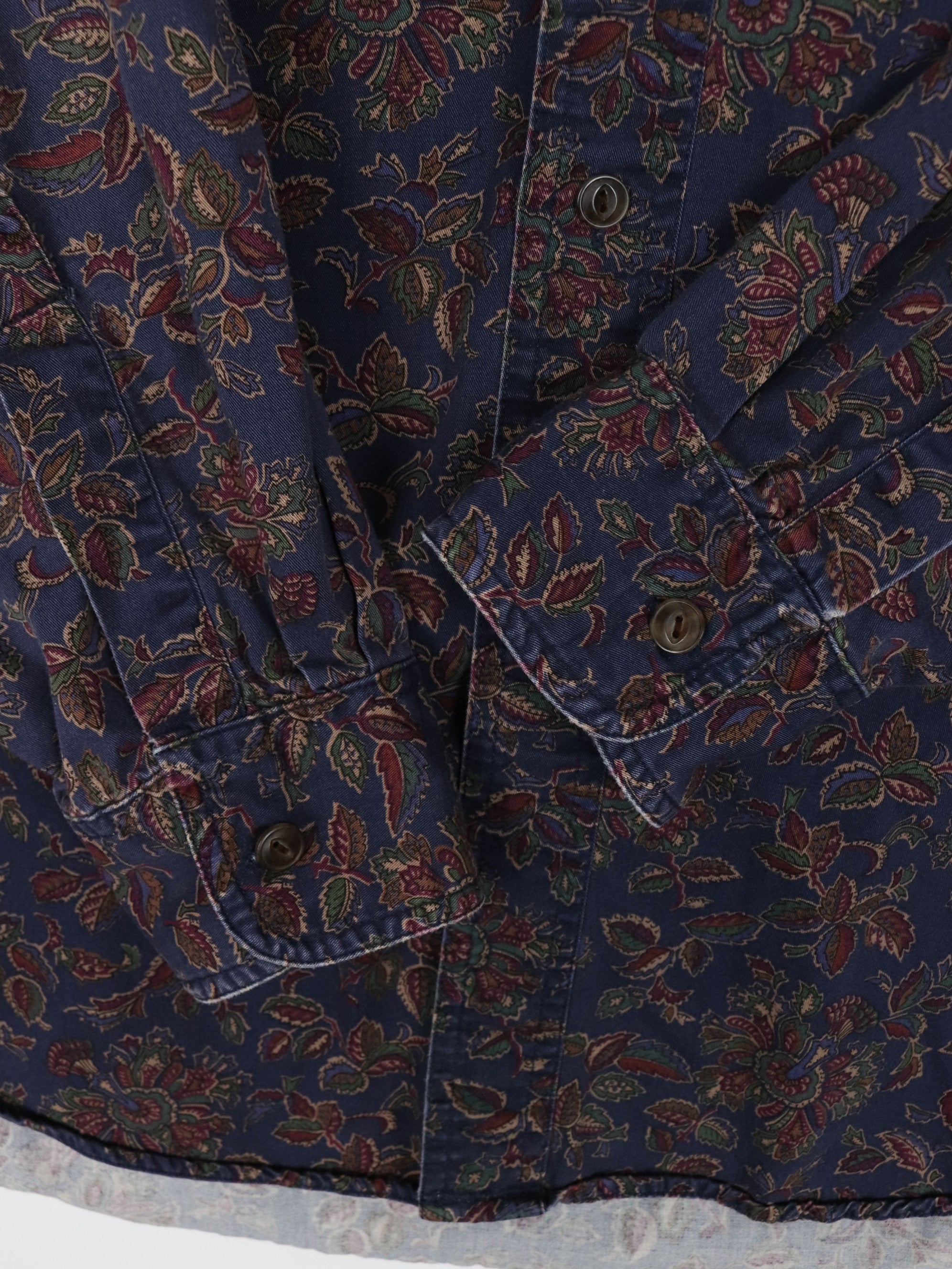 Vintage Chaps Ralph Lauren Shirt Mens Large Blue Floral Buton Up Casual