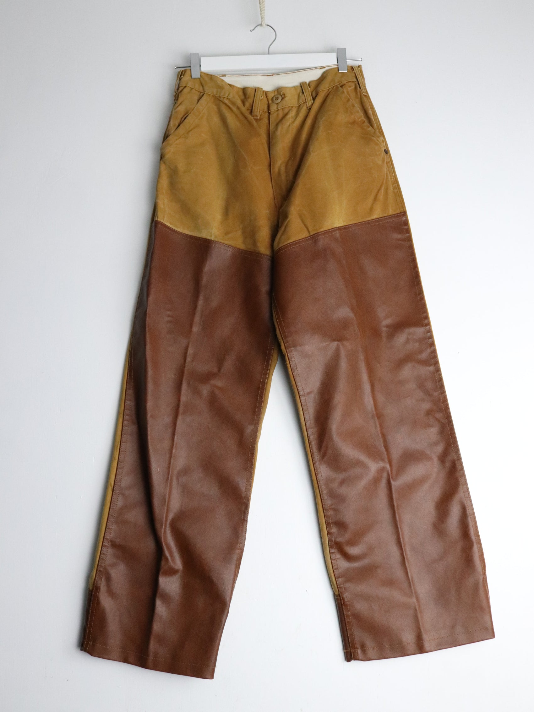 Vintage Saftbak Pants Mens 29 x 30 Brown Leather Brush Outdoors