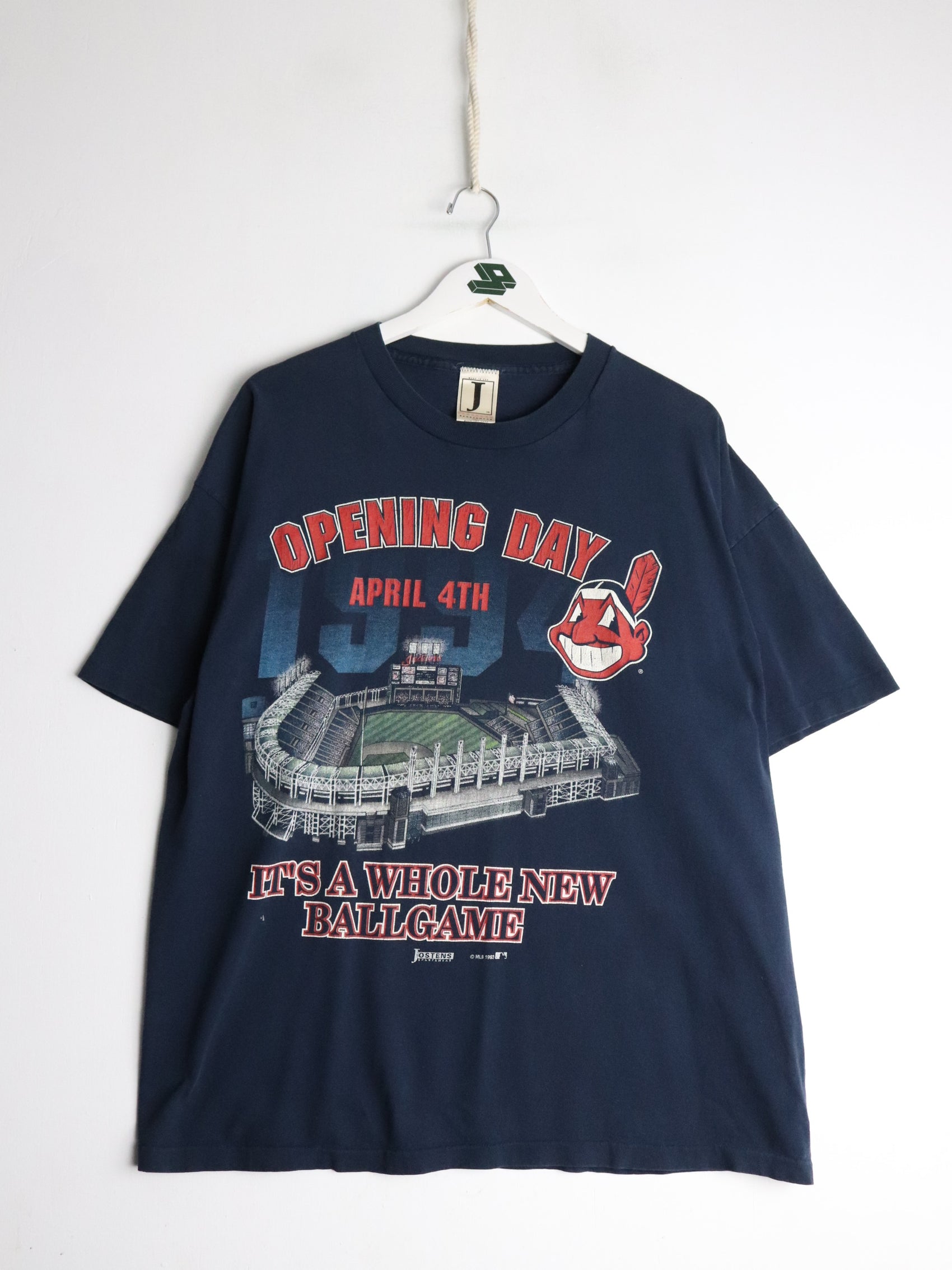 Vintage Cleveland Indians T Shirt Mens XL Blue MLB