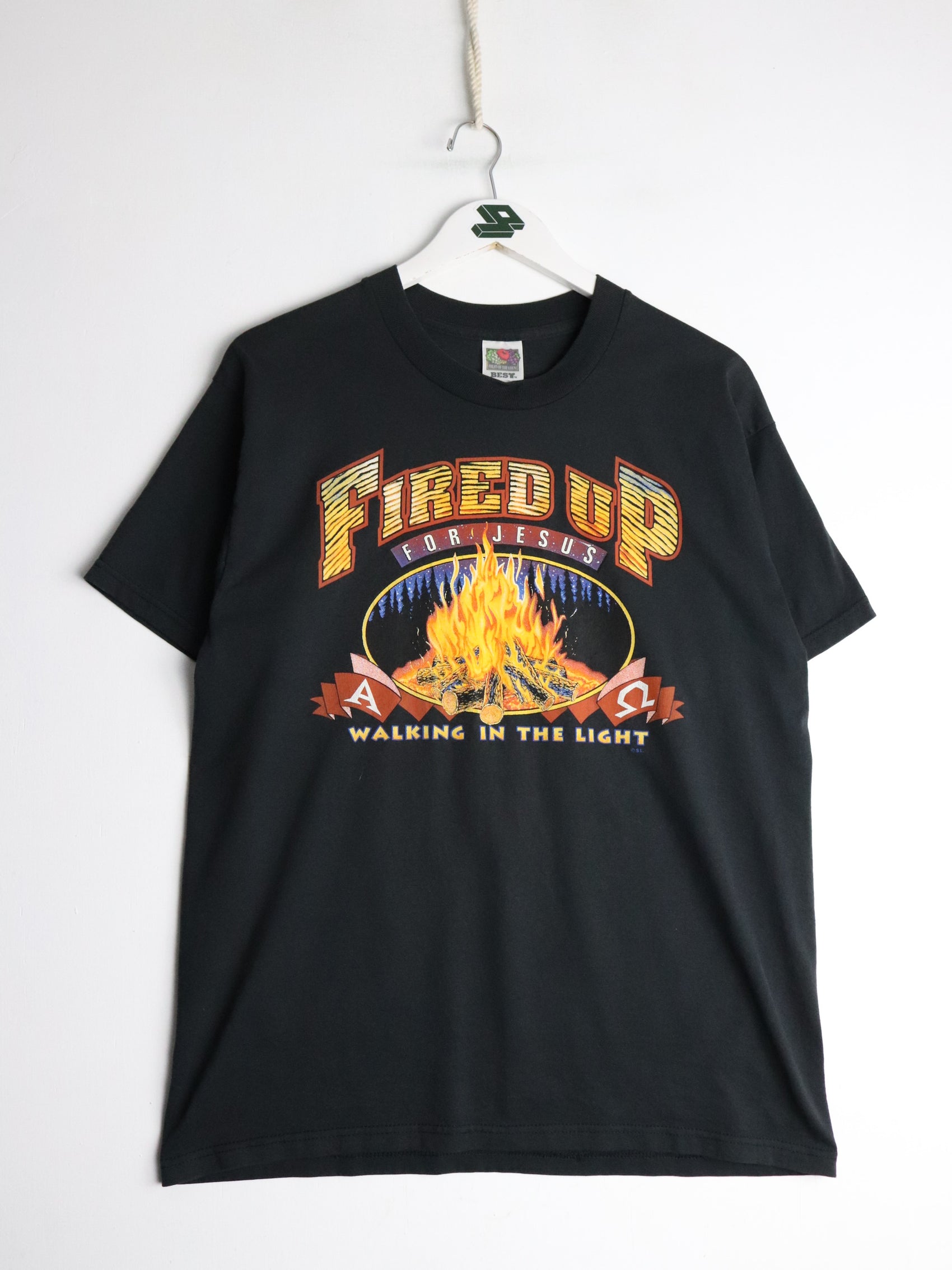 Vintage Fired Up For Jesus T Shirt Mens Large Black