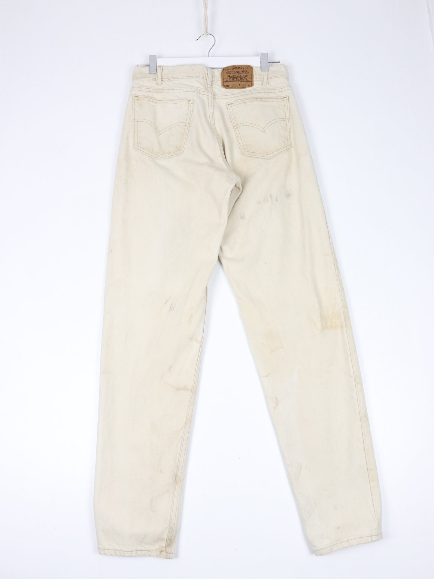 Vintage Levi's Pants Fits Mens 30 x 34 Beige Denim Jeans 550 Relaxed Tapered