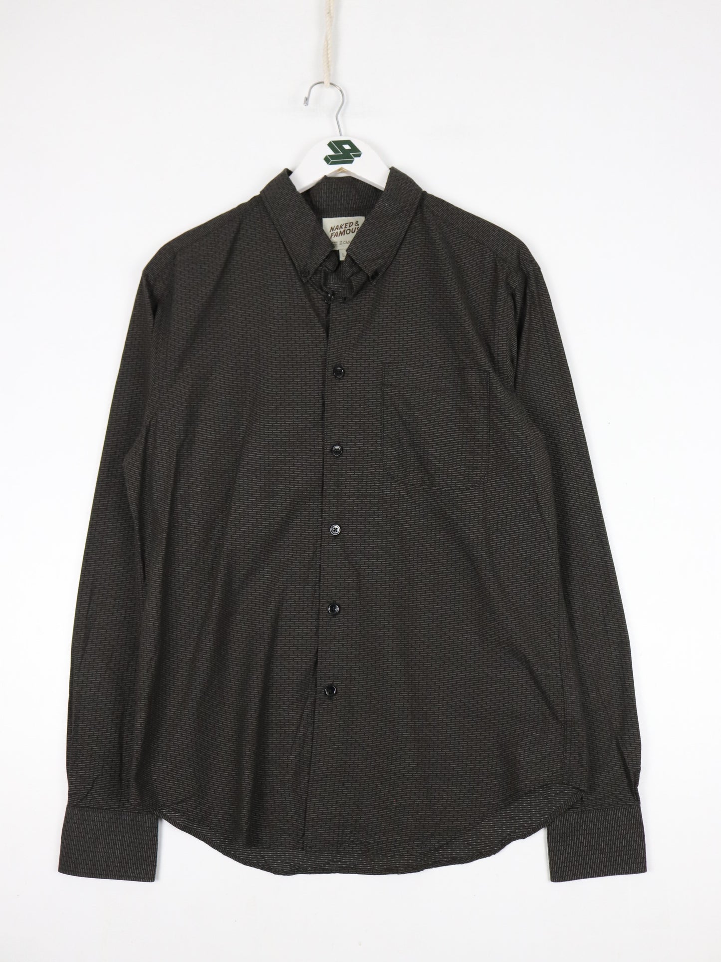 Naked & Famous Shirt Mens Large Brown Button Up