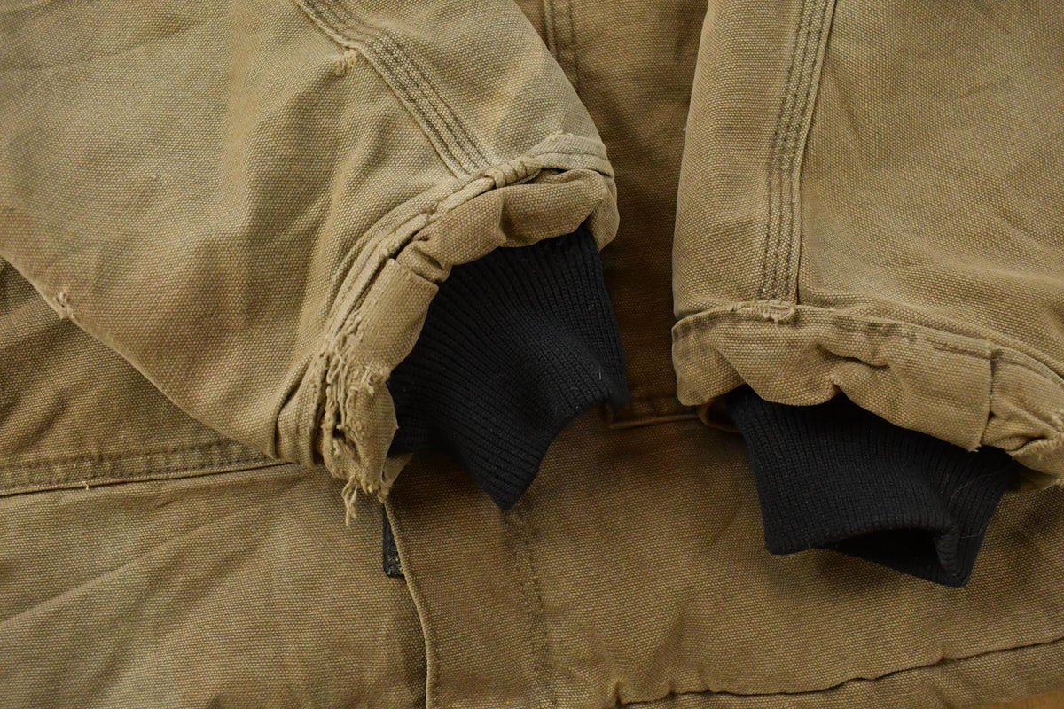 Vintage 1990s Sun Faded Distressed Carhartt Arctic Quilt Traditional Work Jacket Men's XL