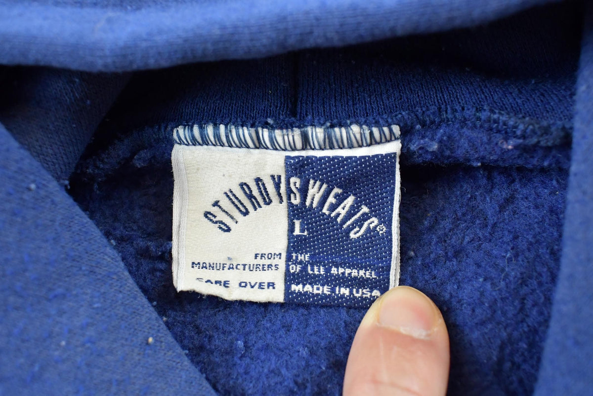 Vintage 1990s Sturdy Sweats Full Zip Up Blank Blue Hoodie Sweatshirt Men's L