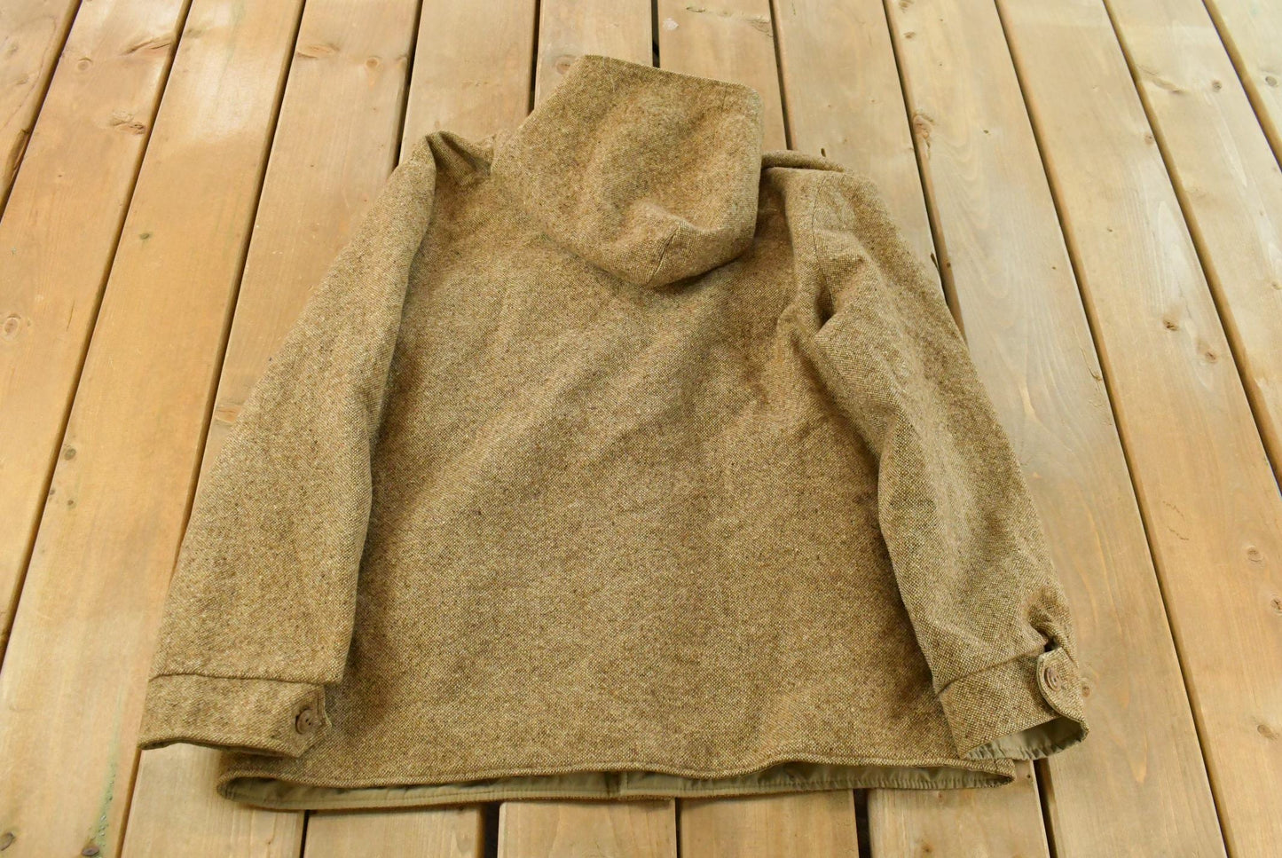 Vintage 1990s Flannel Hooded Reversible Wool Jacket Men's L