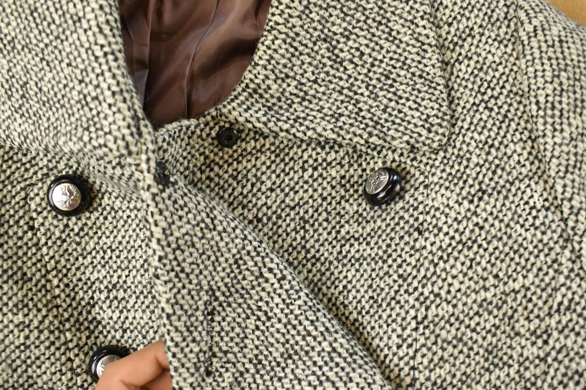 Vintage 1980s Gastwirth Herringbone Tweed Over Coat Women's Small