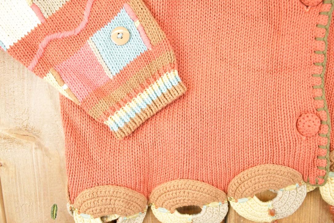 Vintage 1990s CX Clothing Exchange Chunky Abstract Abstract Knit Cardigan Sweater Women's L